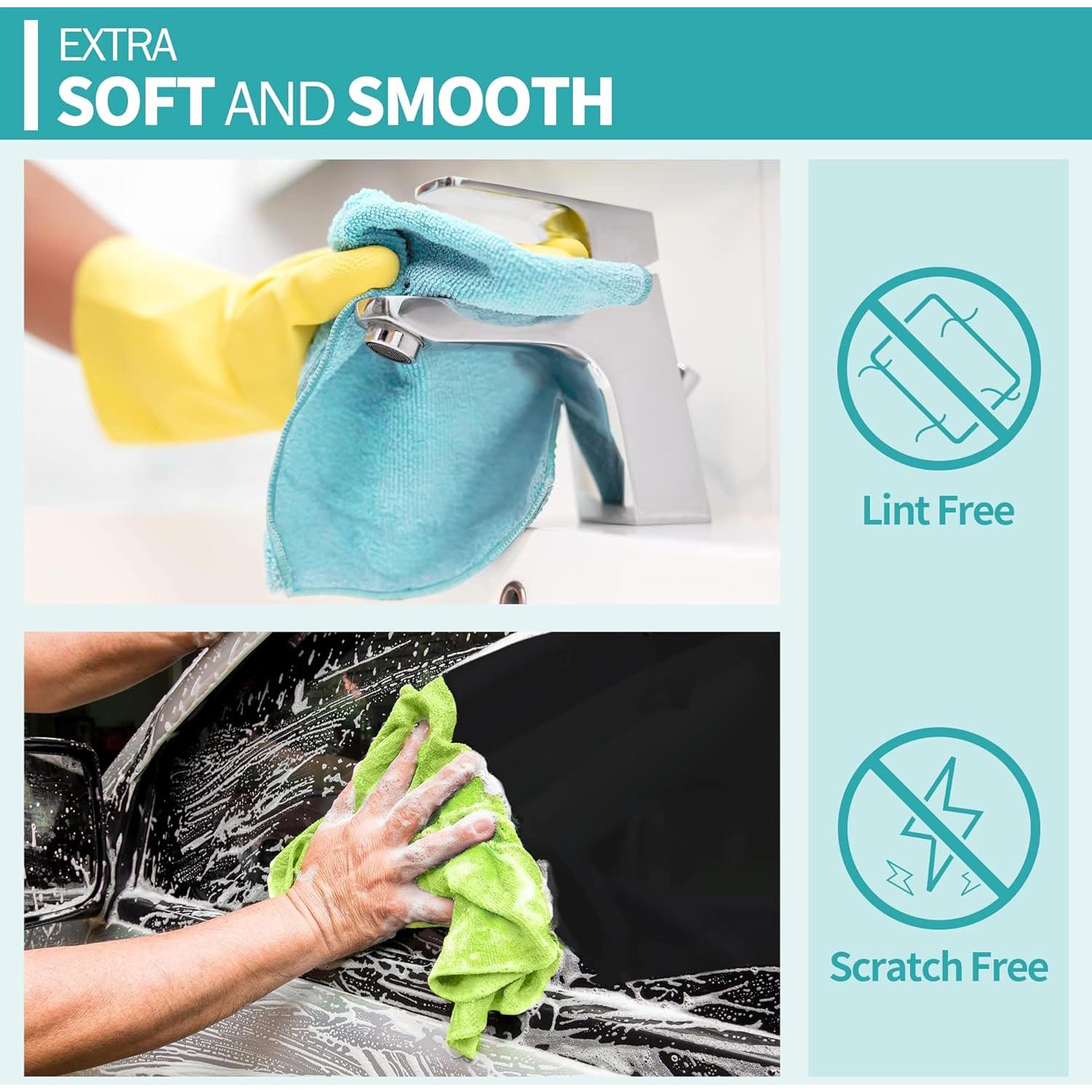 Paquete de 12 Paños de Microfibra HOMERHYME 30.48x30.48cm