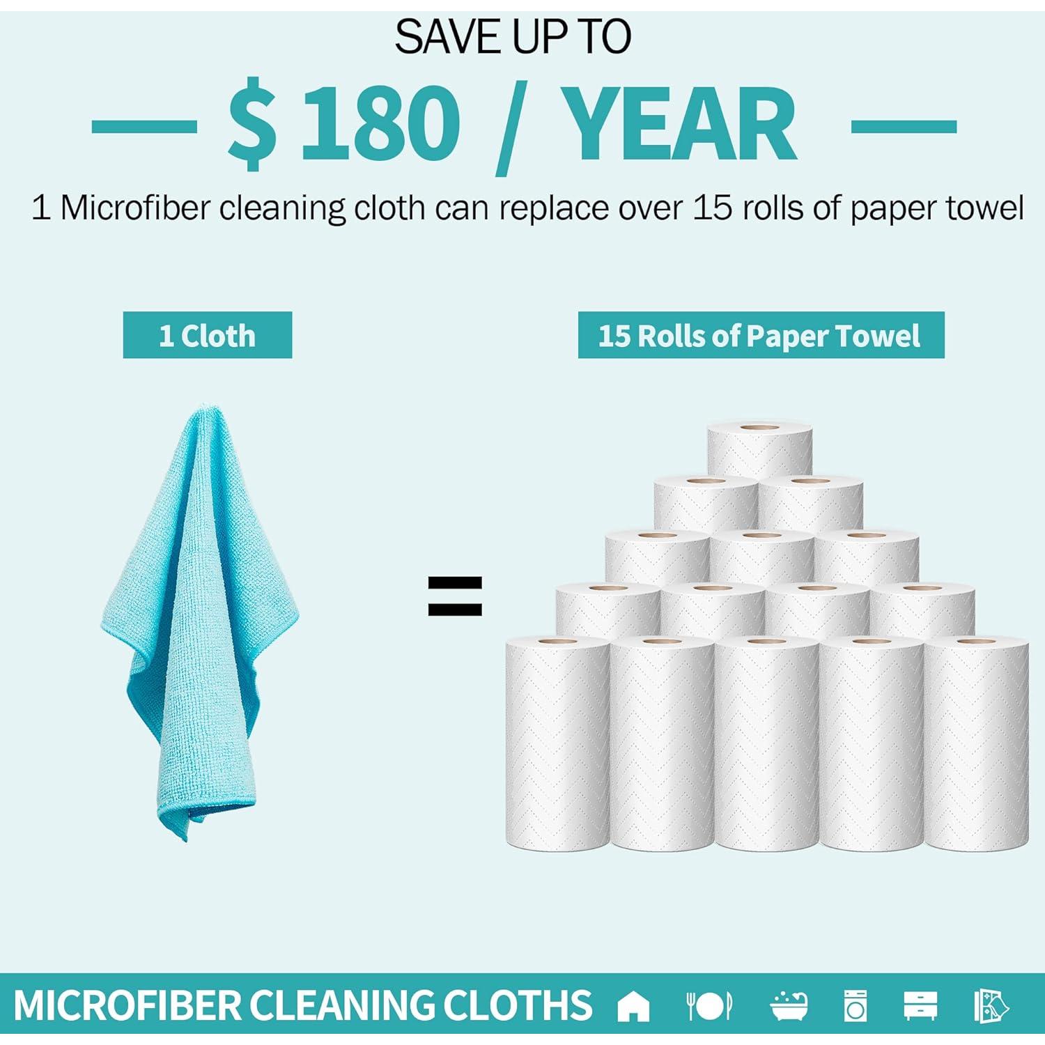 Paquete de 12 Paños de Microfibra HOMERHYME 30.48x30.48cm