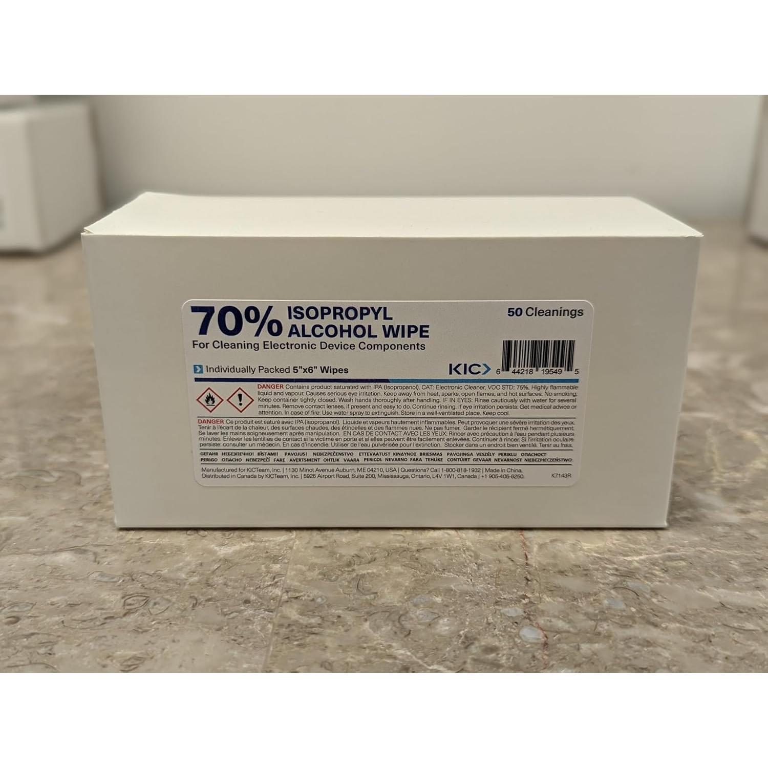 Toallitas de limpieza KICTeam 70% IPA - 50 unidades