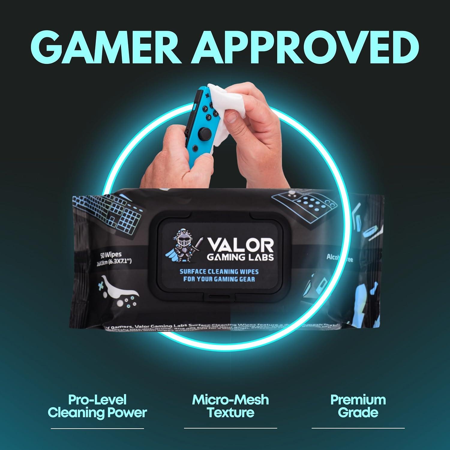 Toallitas de limpieza Valor Gaming Labs - 50 unidades, sin alcohol