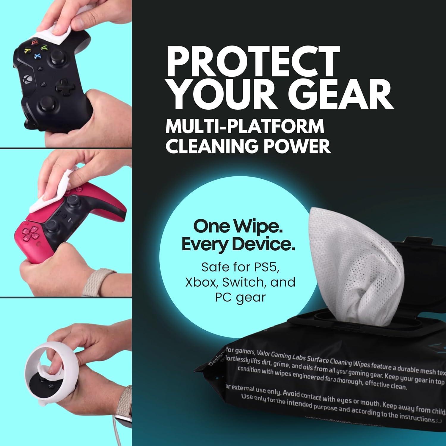 Toallitas de limpieza Valor Gaming Labs - 50 unidades, sin alcohol