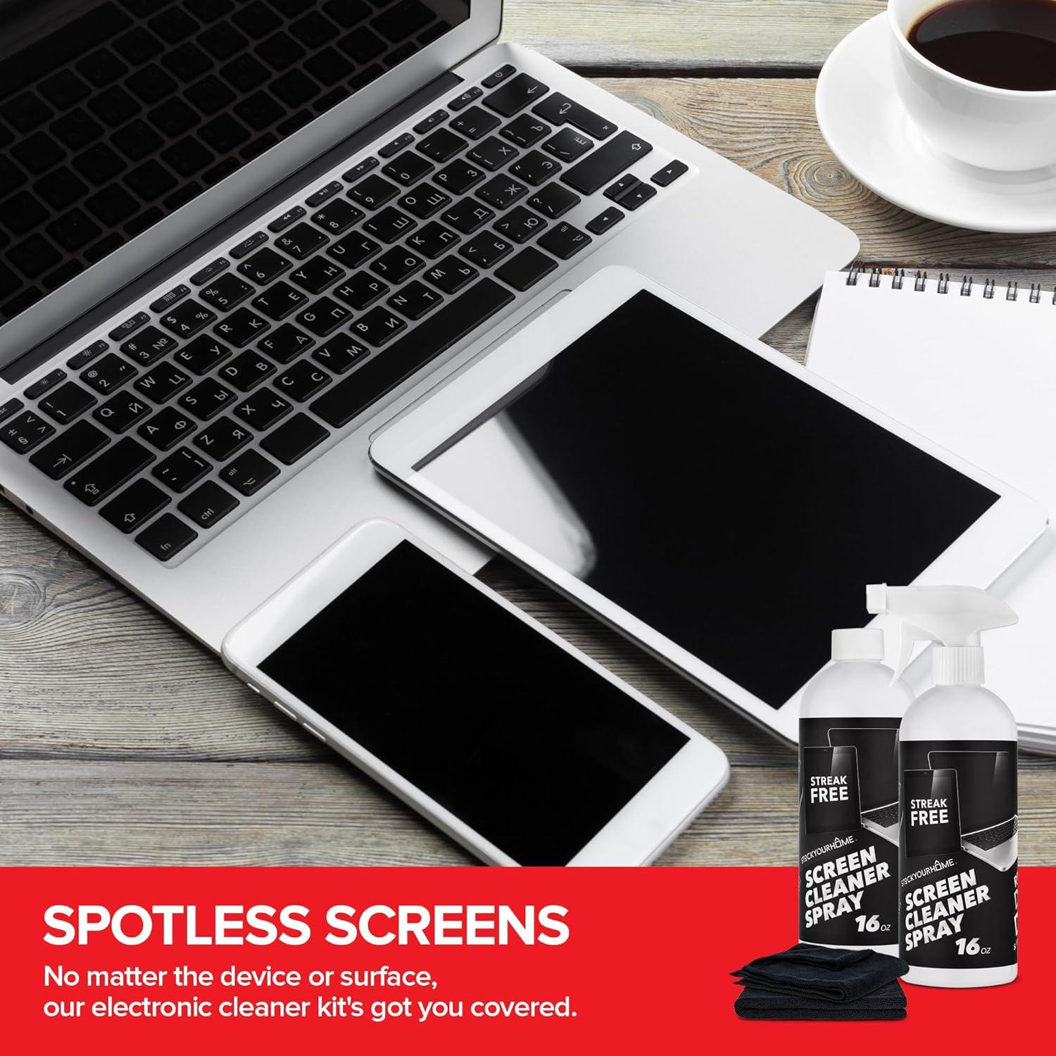 Kit de limpieza de pantalla 16oz Stock Your Home con paño microfibra