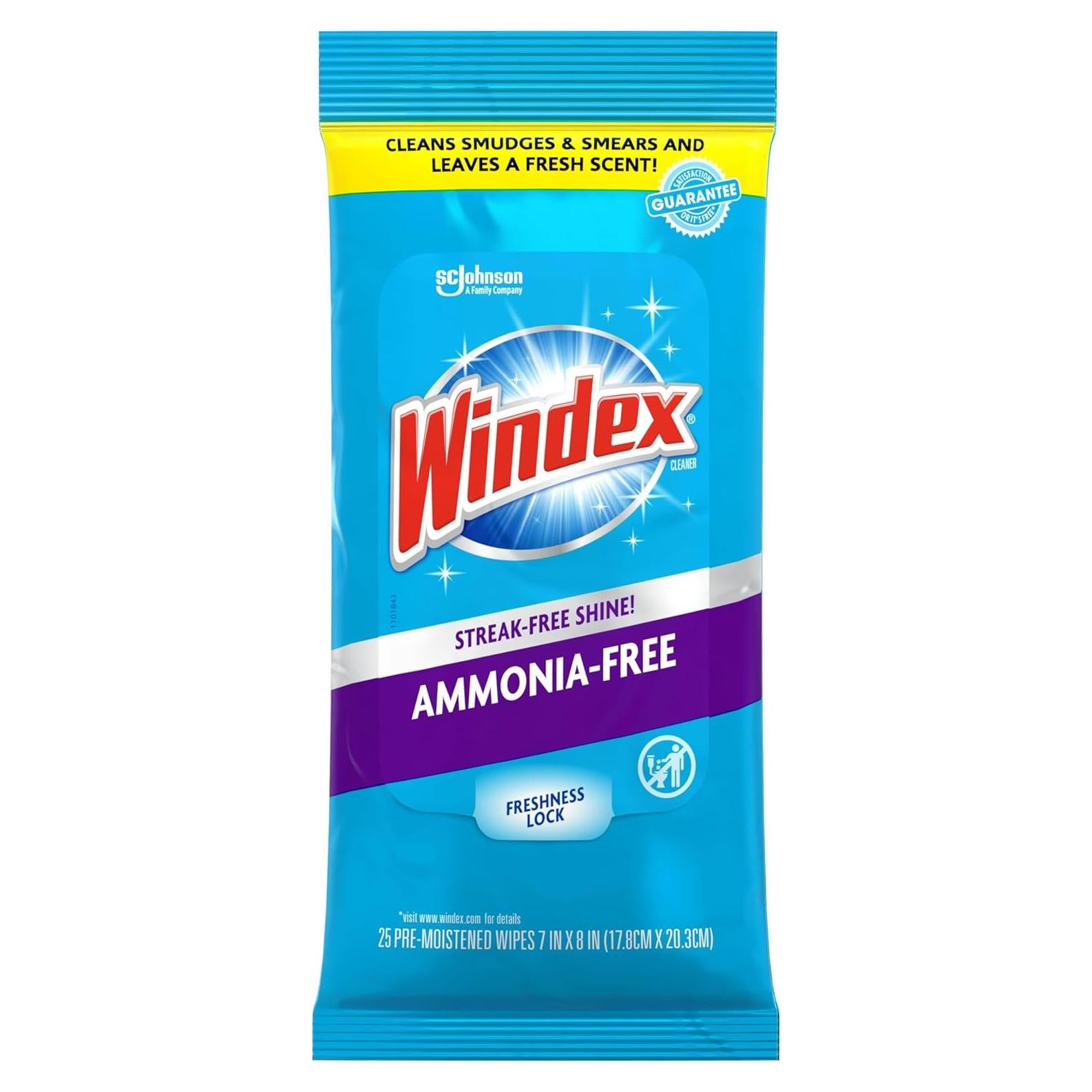 Toallitas limpiadoras Windex sin amoníaco 25 unidades