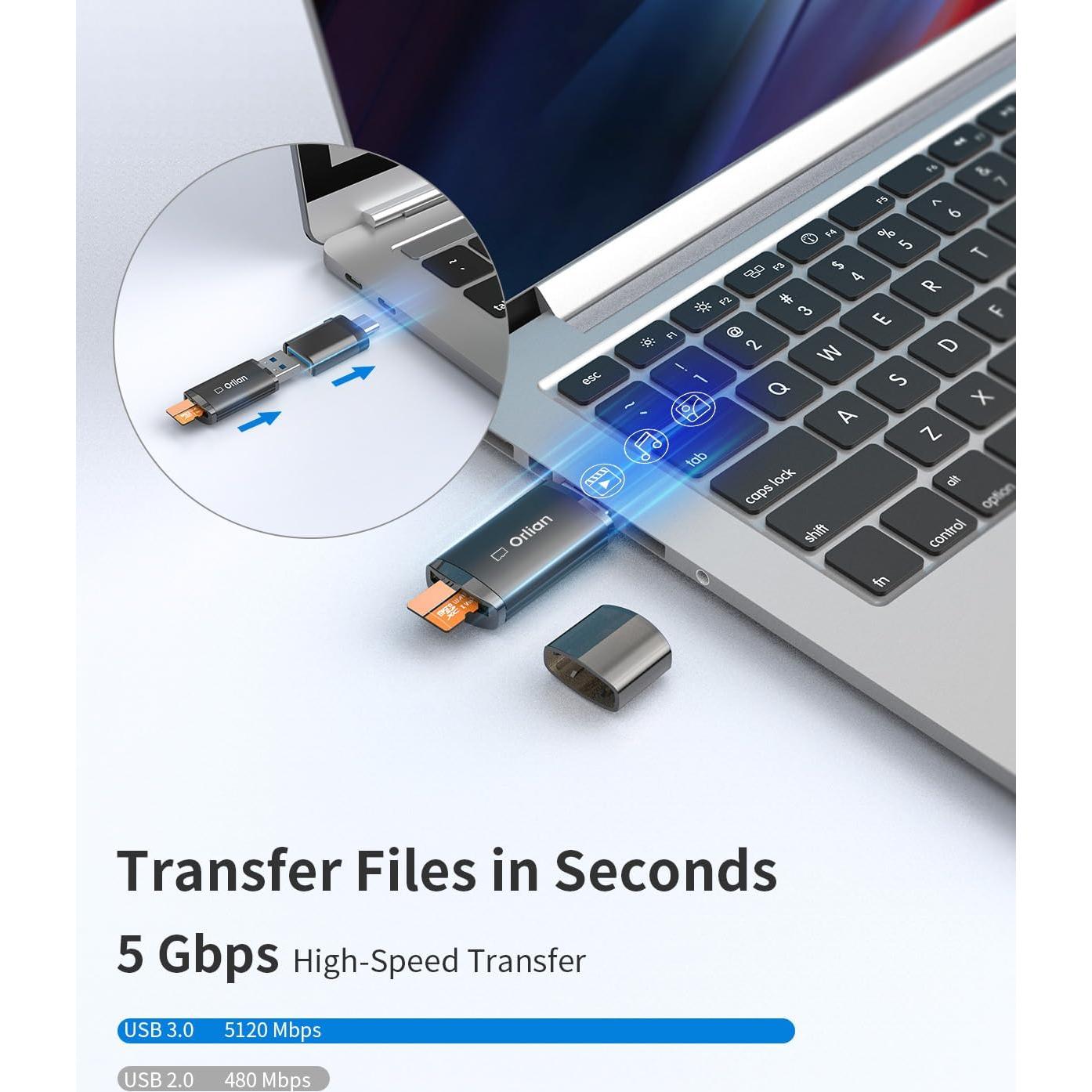 Lector de Tarjeta Micro SD USB 3.0 Orlian U232 - 5Gbps Negro