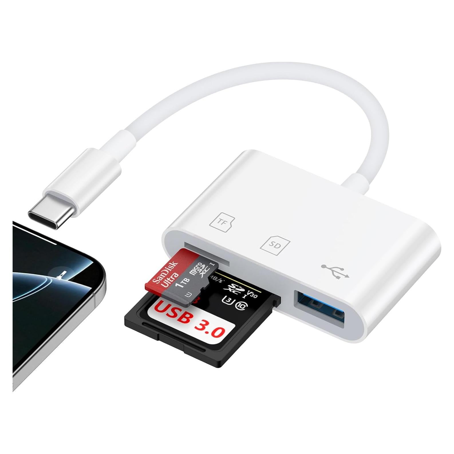 Adaptador USB C a SD/Micro SD HopePow para iPhone 16/15