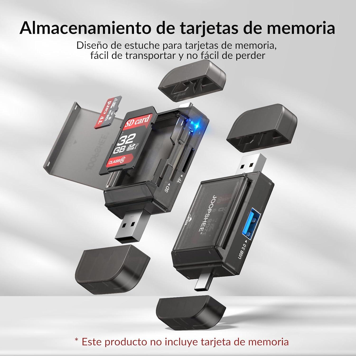 Adaptador Lector de Tarjetas 6-en-1 JOOPSHEE USB-C y USB-A