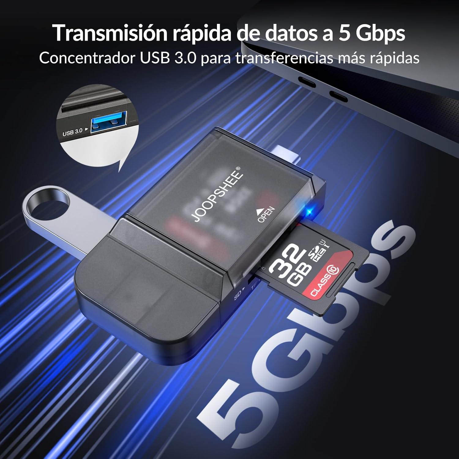Adaptador Lector de Tarjetas 6-en-1 JOOPSHEE USB-C y USB-A