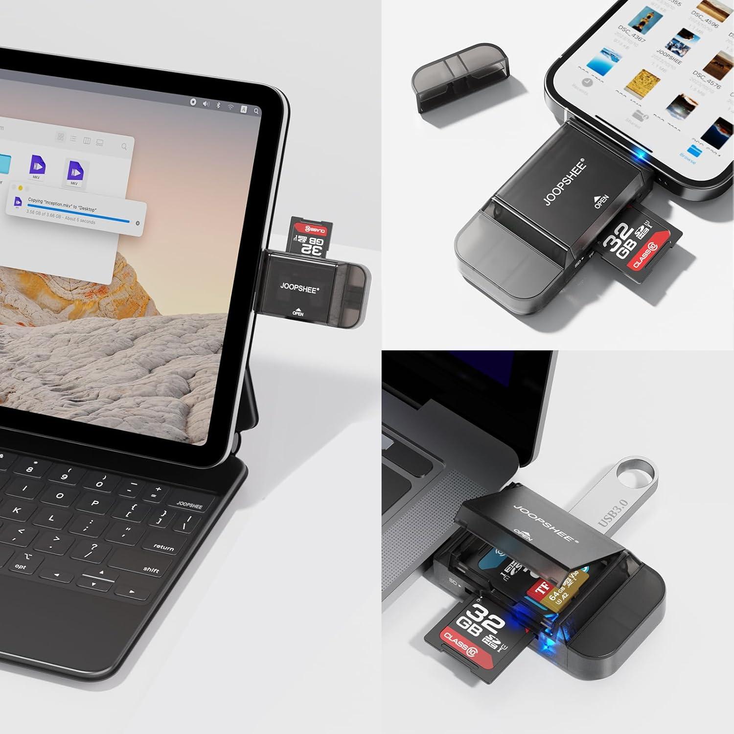 Adaptador Lector de Tarjetas 6-en-1 JOOPSHEE USB-C y USB-A