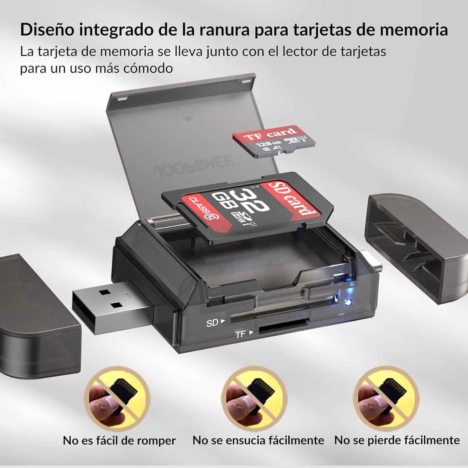 Adaptador Lector de Tarjetas 6-en-1 JOOPSHEE USB-C y USB-A