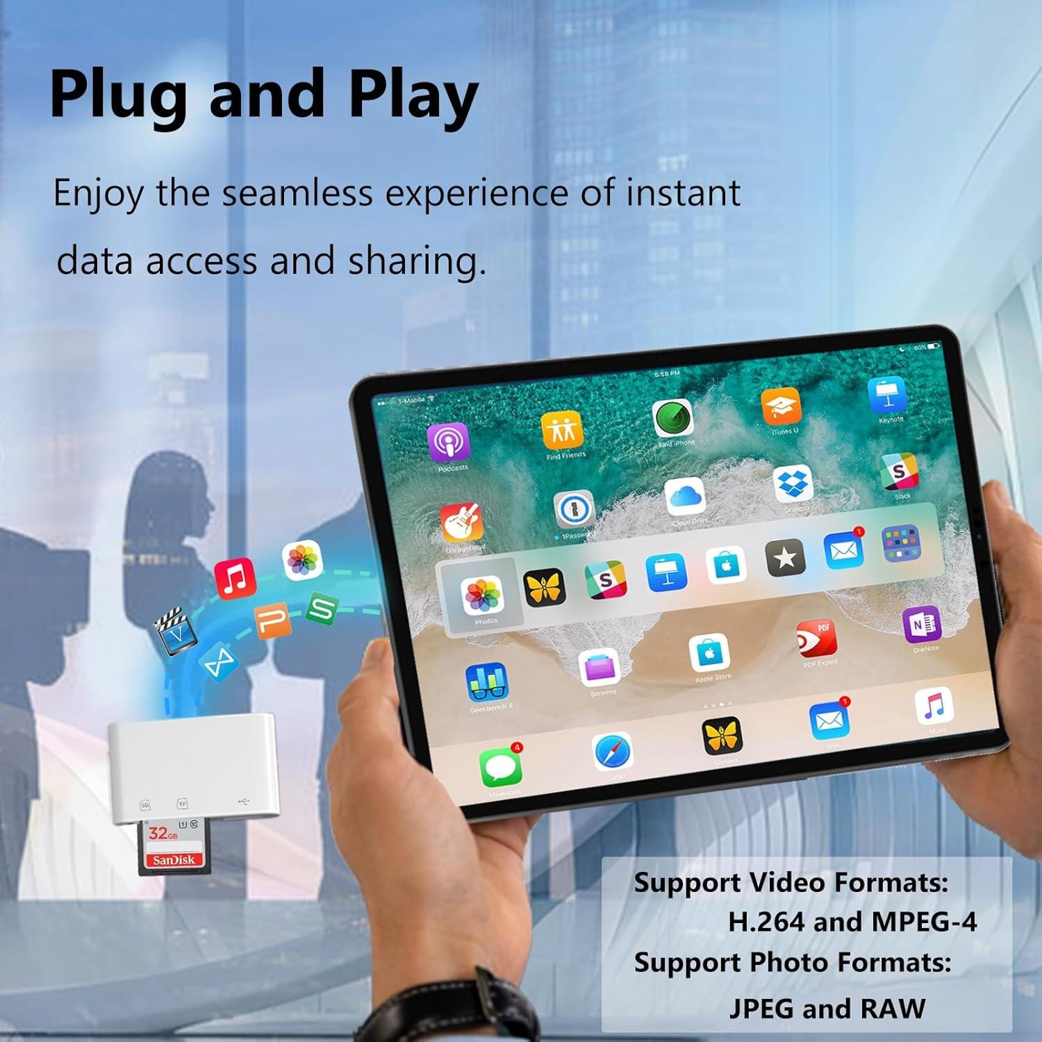 USB C SD Card Reader 3 in 1 Type C USB Camera Card Reader Adapter with SD Micro SD USB 3 Ports for iPhone 15 Pro Max, MacBook Pro/Air, Chromebook, Galaxy and More USB-C Device