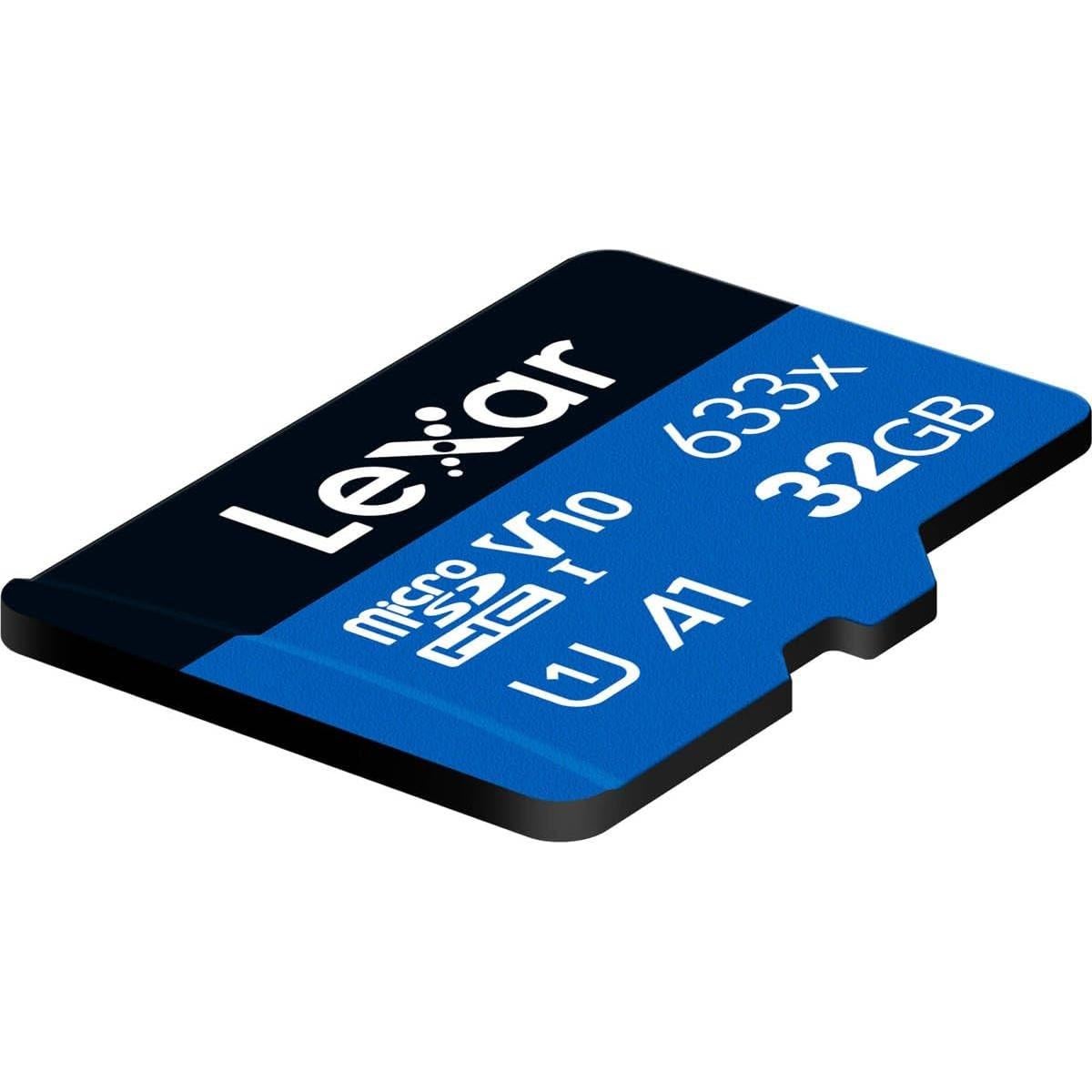 Lexar 32GB Tarjeta microSDHC UHS-I 633x con adaptador SD