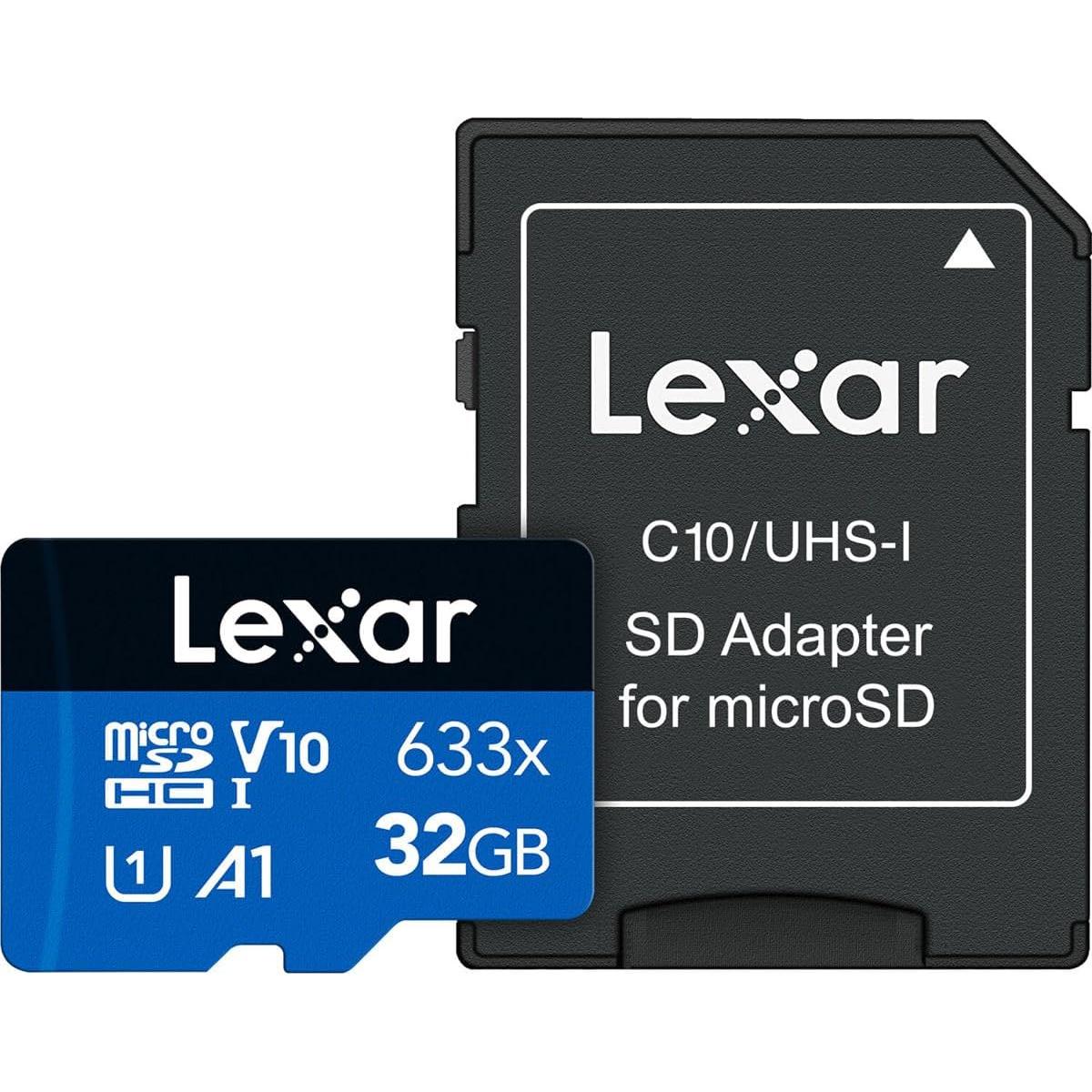 Lexar 32GB Tarjeta microSDHC UHS-I 633x con adaptador SD