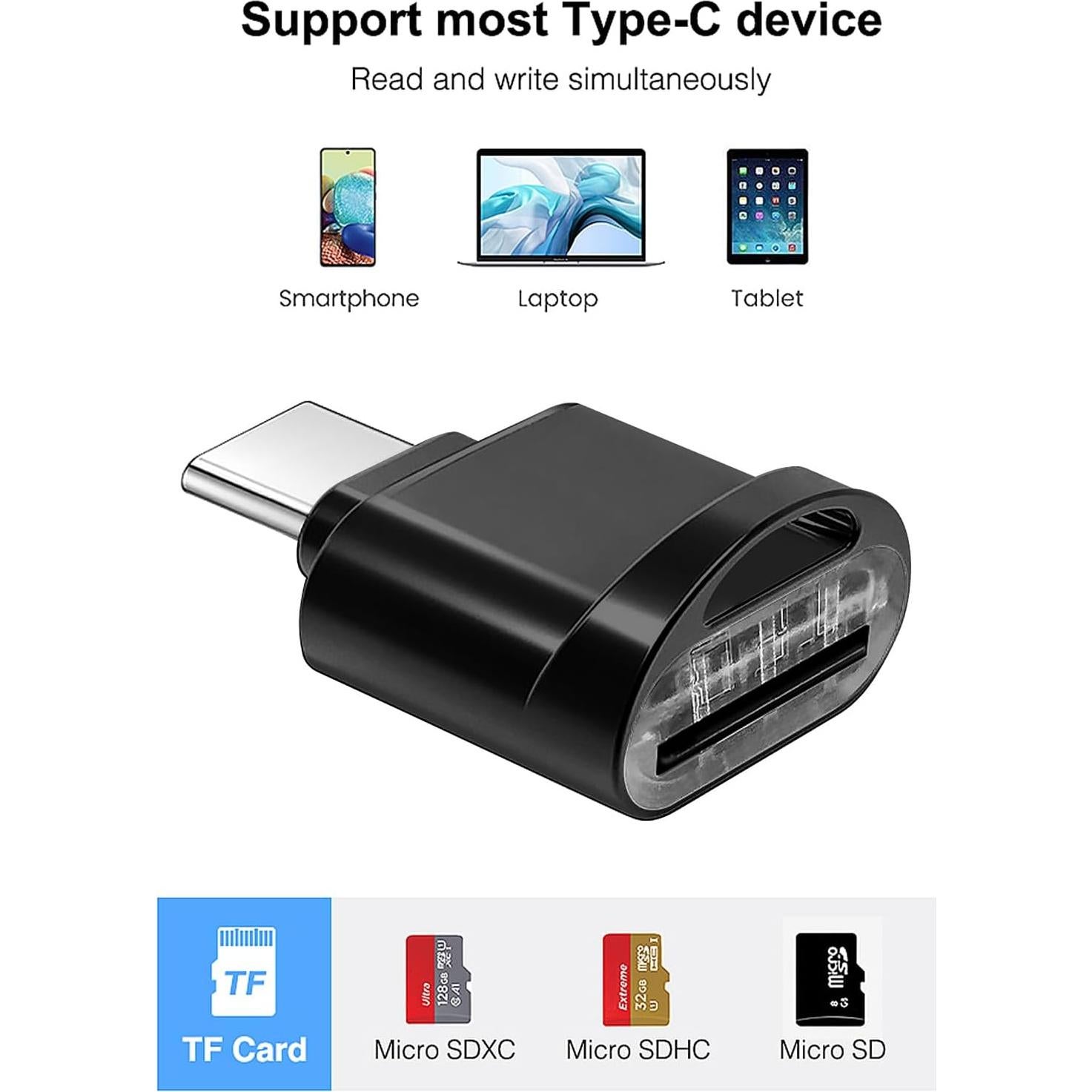 Lector de Tarjeta Micro SD USB-C Leizhan Mini - Negro