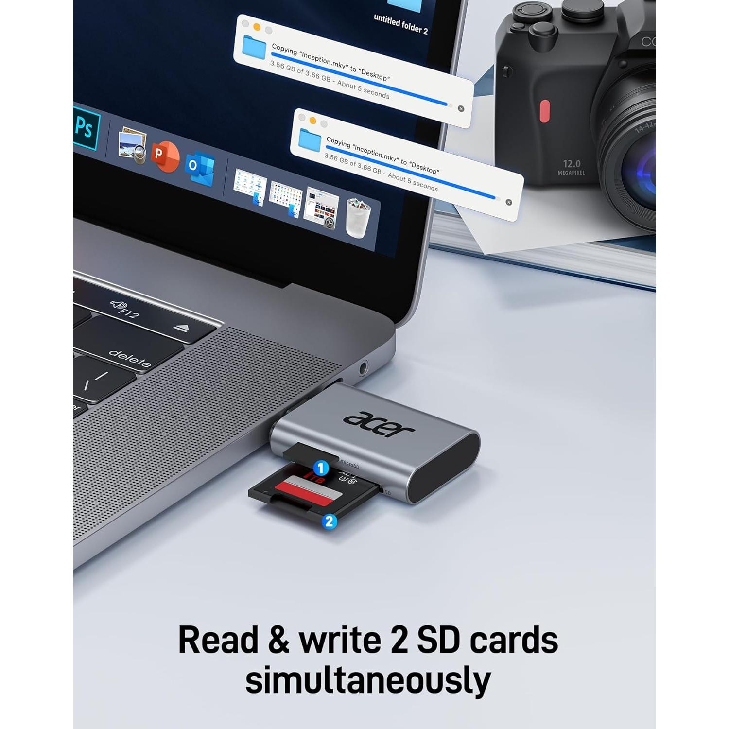 Lector de Tarjetas SD USB C Acer ODK460, Adaptador 2 en 1