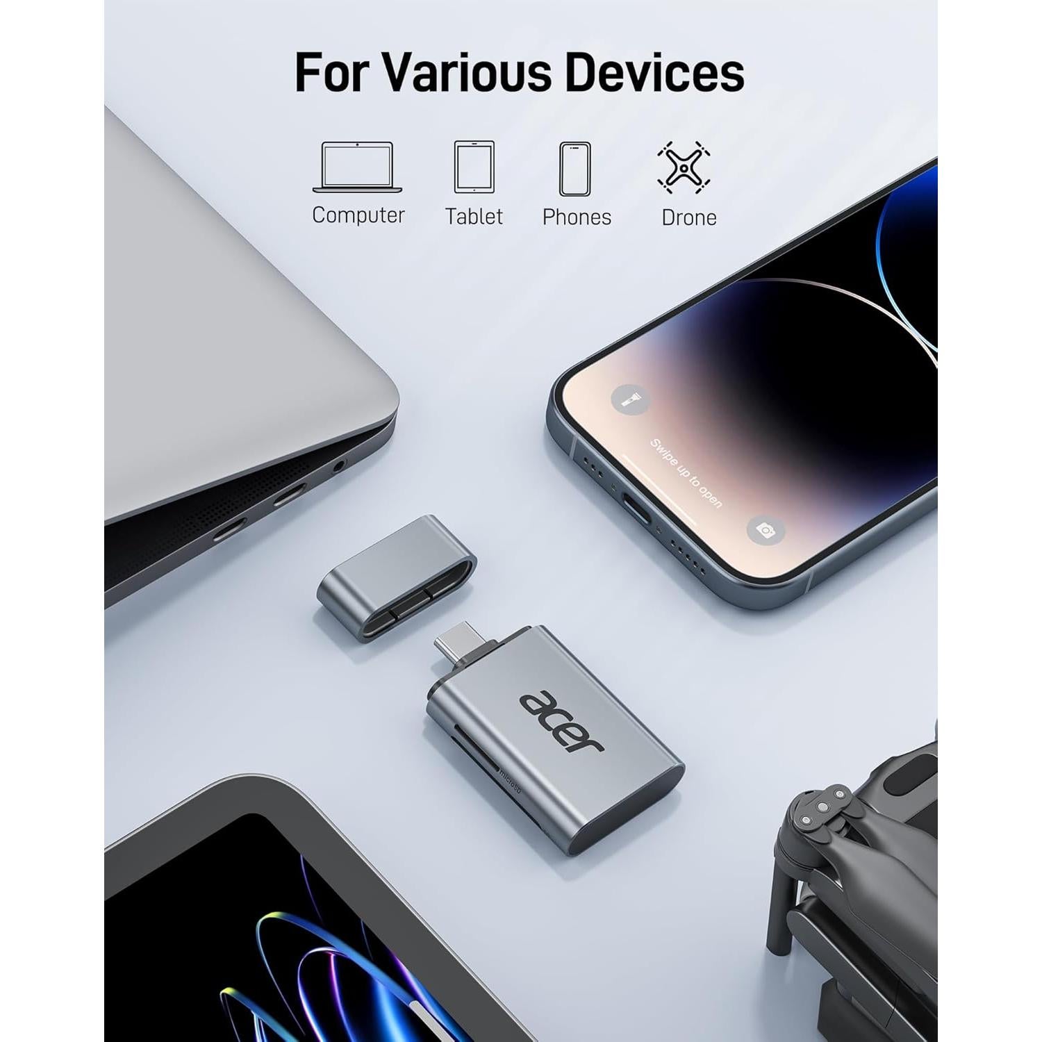 Lector de Tarjetas SD USB C Acer ODK460, Adaptador 2 en 1