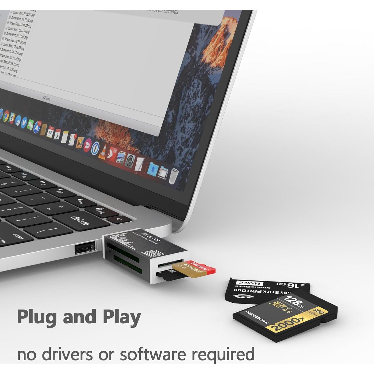 Lector de Tarjetas USB 4 en 1 Wansurs Negro - SD, microSD, M2