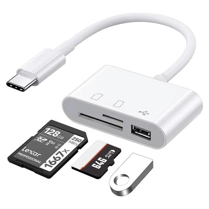 Lector de Tarjetas SD USB C Meliya 3 en 1 para iPhone y Mac