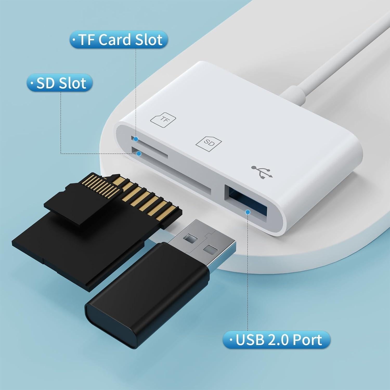 Lector de Tarjetas SD USB C Meliya 3 en 1 para iPhone y Mac