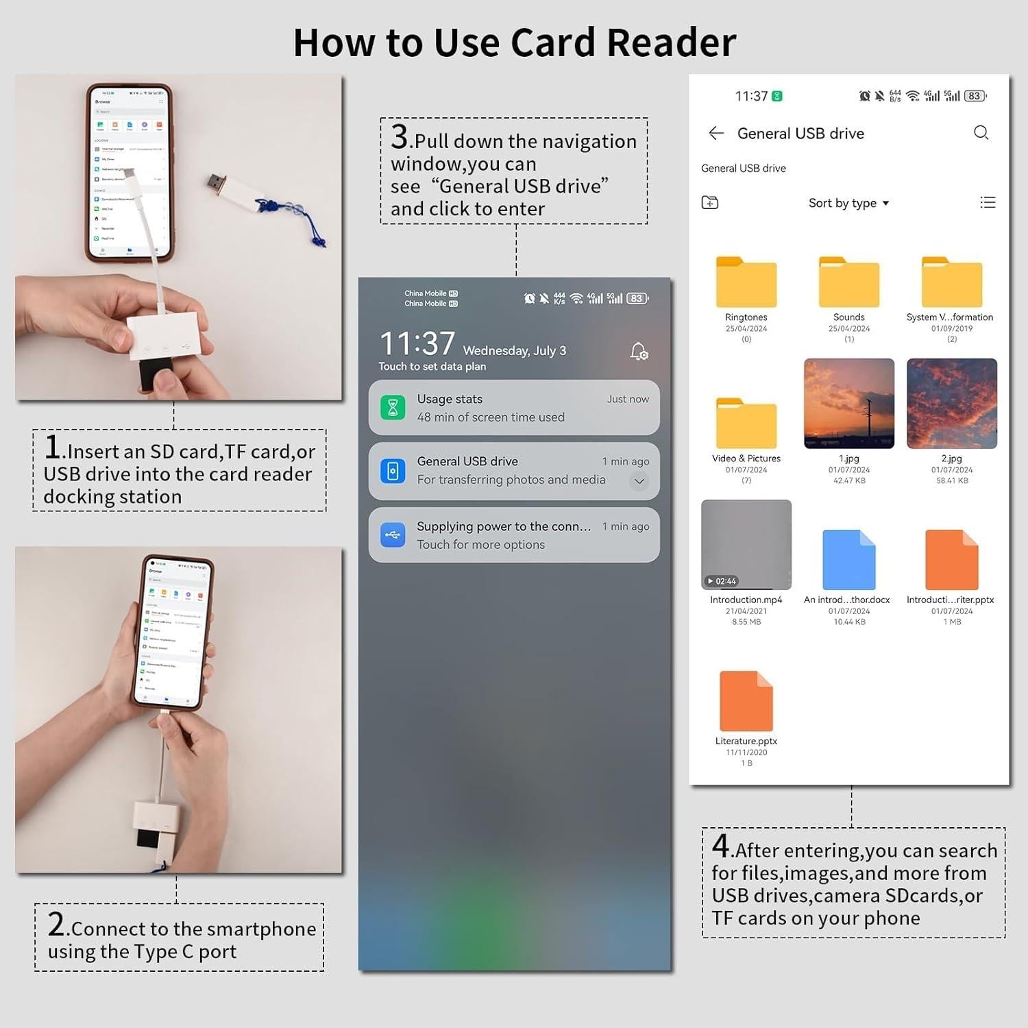 Lector de Tarjetas SD USB C Meliya 3 en 1 para iPhone y Mac