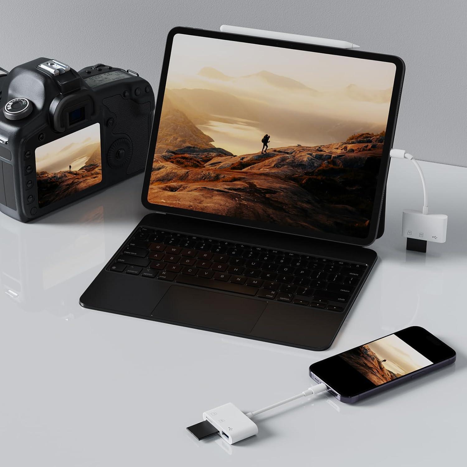Lector de Tarjetas SD USB C Meliya 3 en 1 para iPhone y Mac