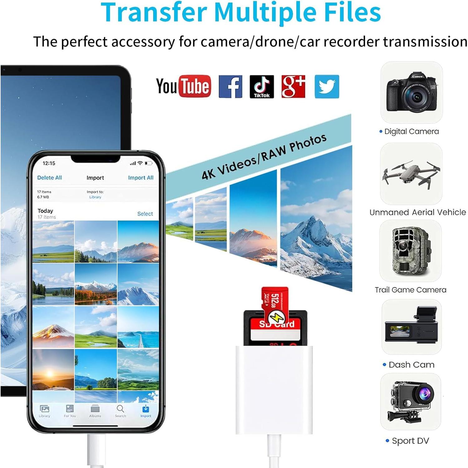 Lector de Tarjetas SD Luonanava para iPhone y iPad - Plug and Play