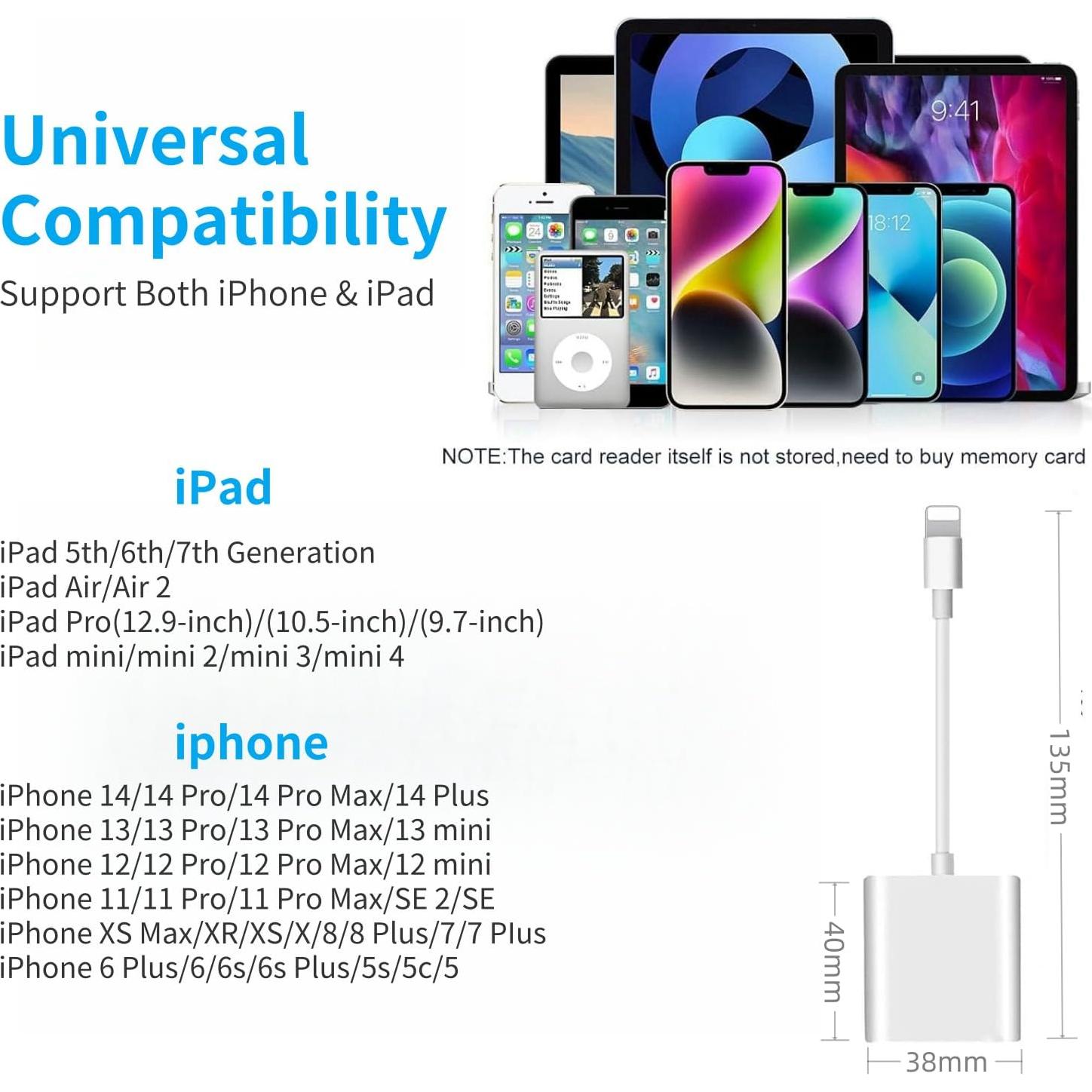 Lector de Tarjetas SD Luonanava para iPhone y iPad - Plug and Play