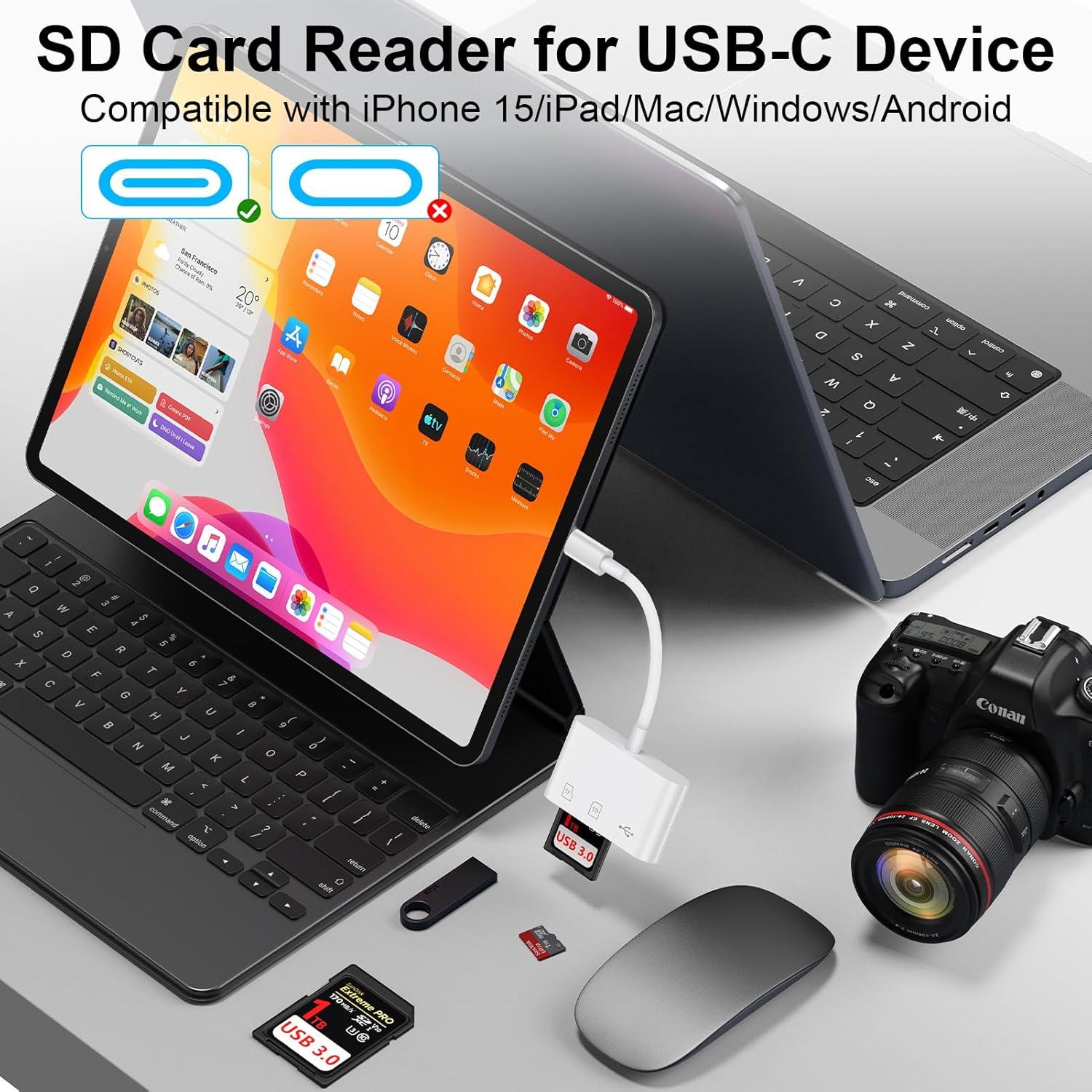 Lector de Tarjetas SD USB-C UorMe para Android y iPhone 15/16