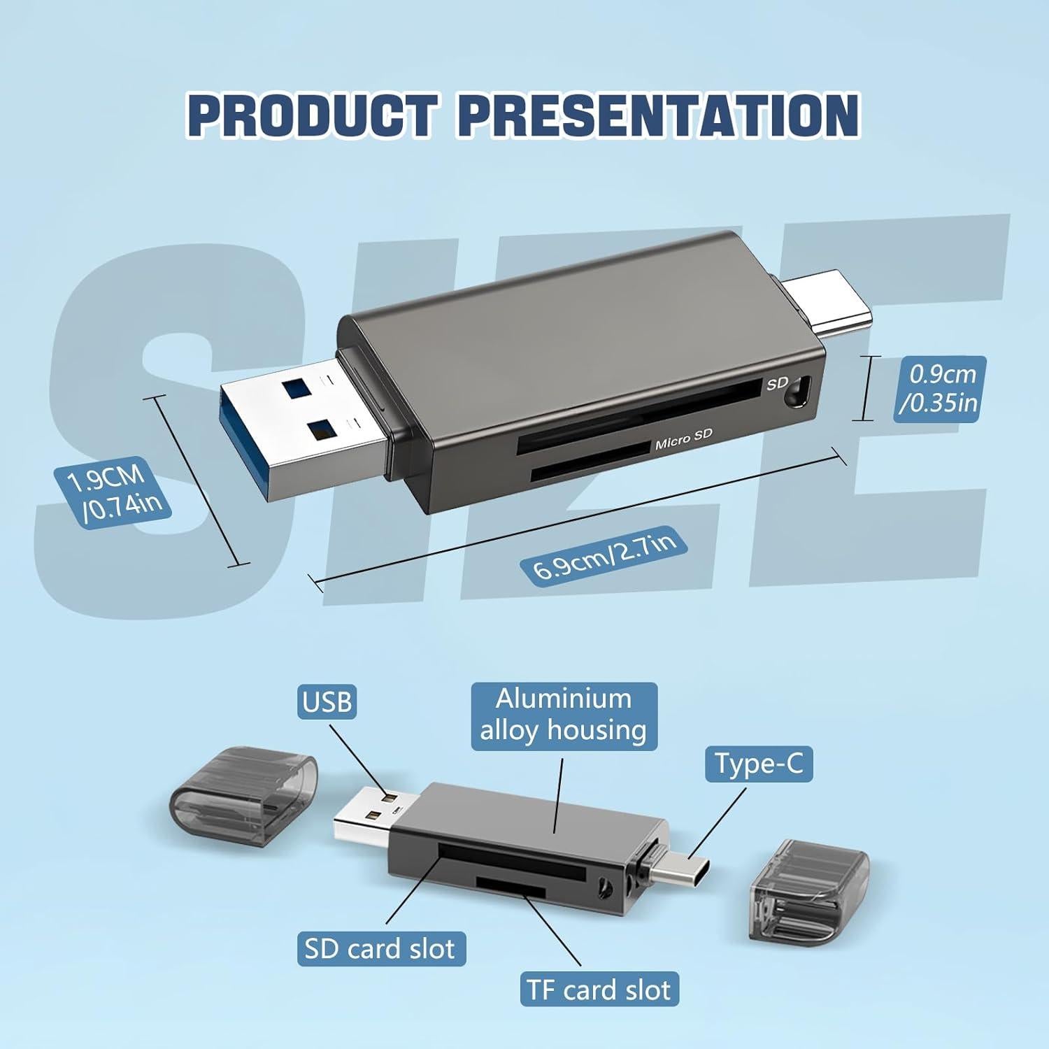 Lector de Tarjeta Micro SD 2 en 1 DERSUR USB-C y USB-A