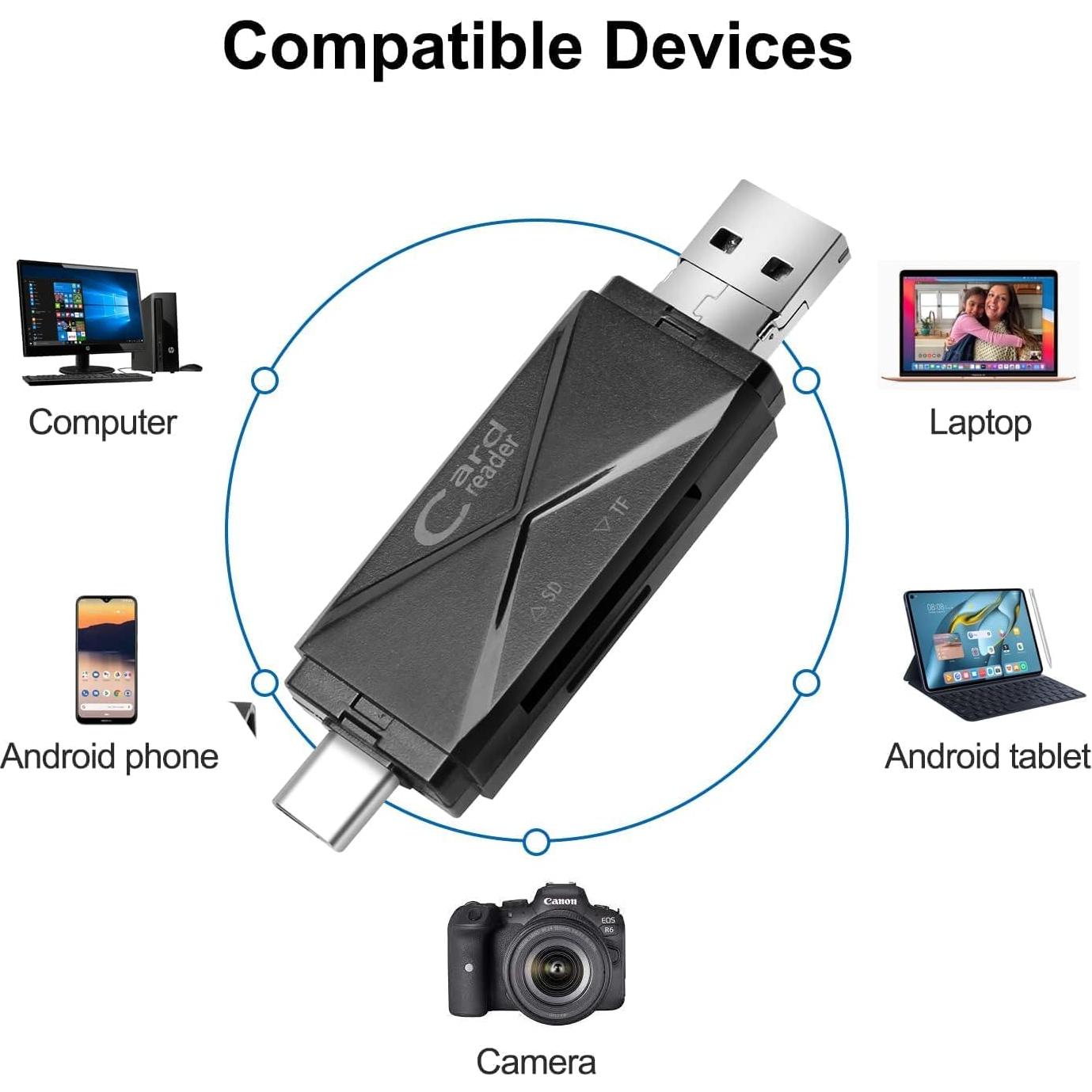 Lector de Tarjeta SD/Micro SD USB 3 en 1 Dyunmto Negro