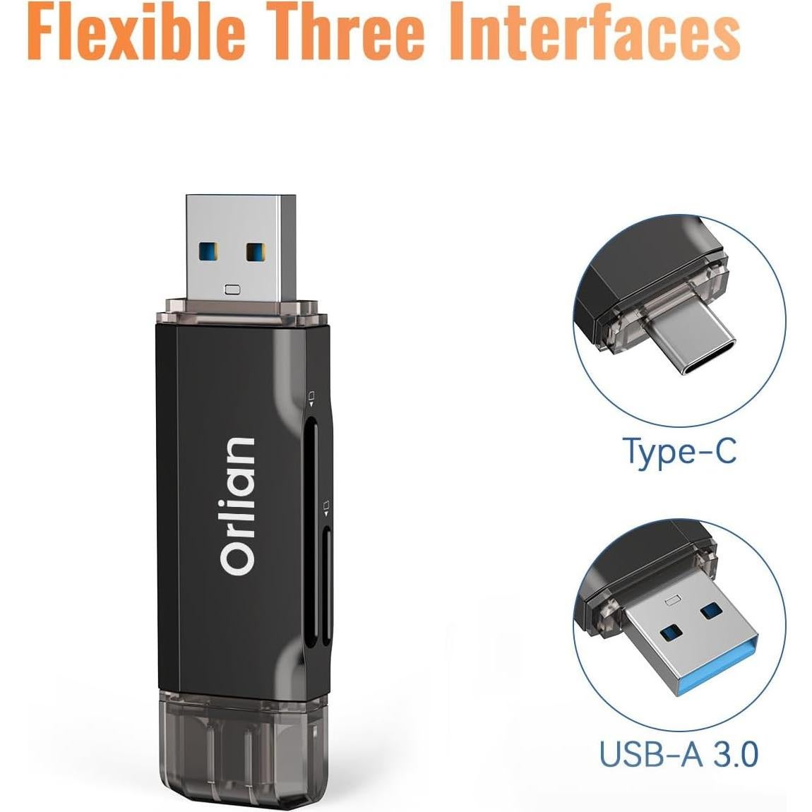 Lector de Tarjetas SD USB 3.0 Orlian U233 - Doble USB A y C