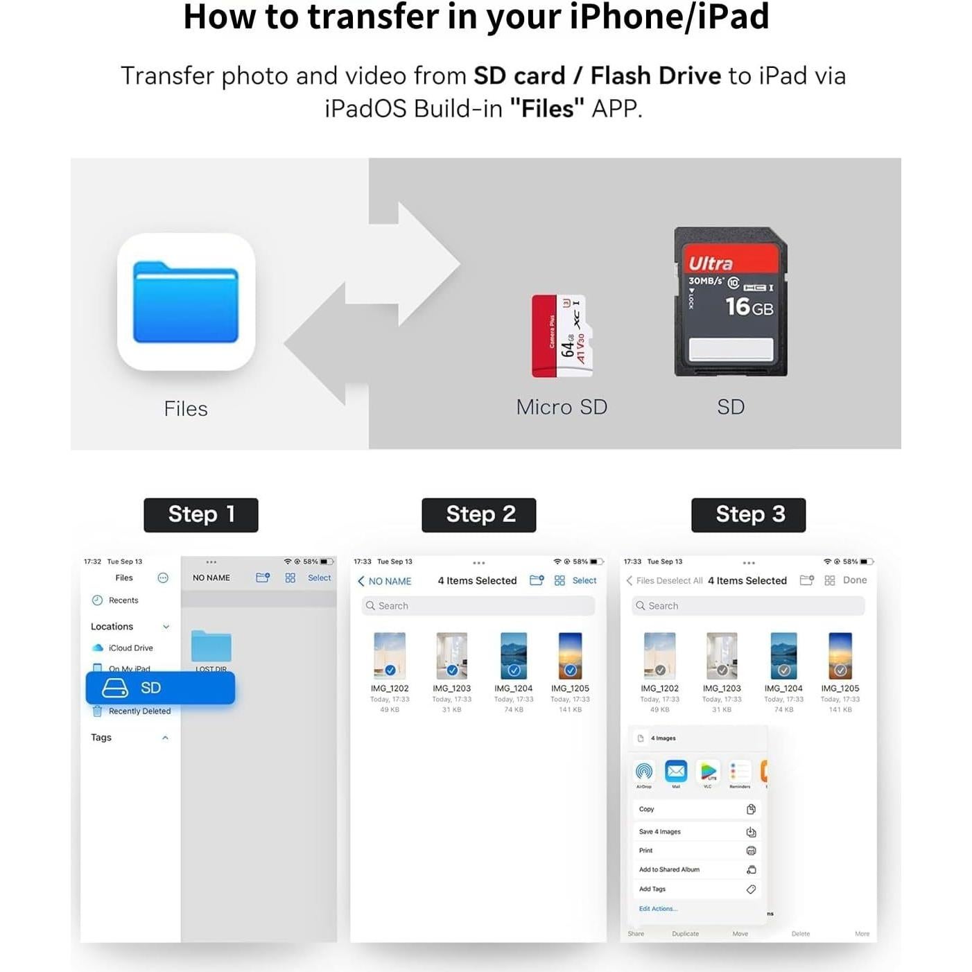 Lector de Tarjeta SD USB-C Luonanava para iPhone 16/15 Pro