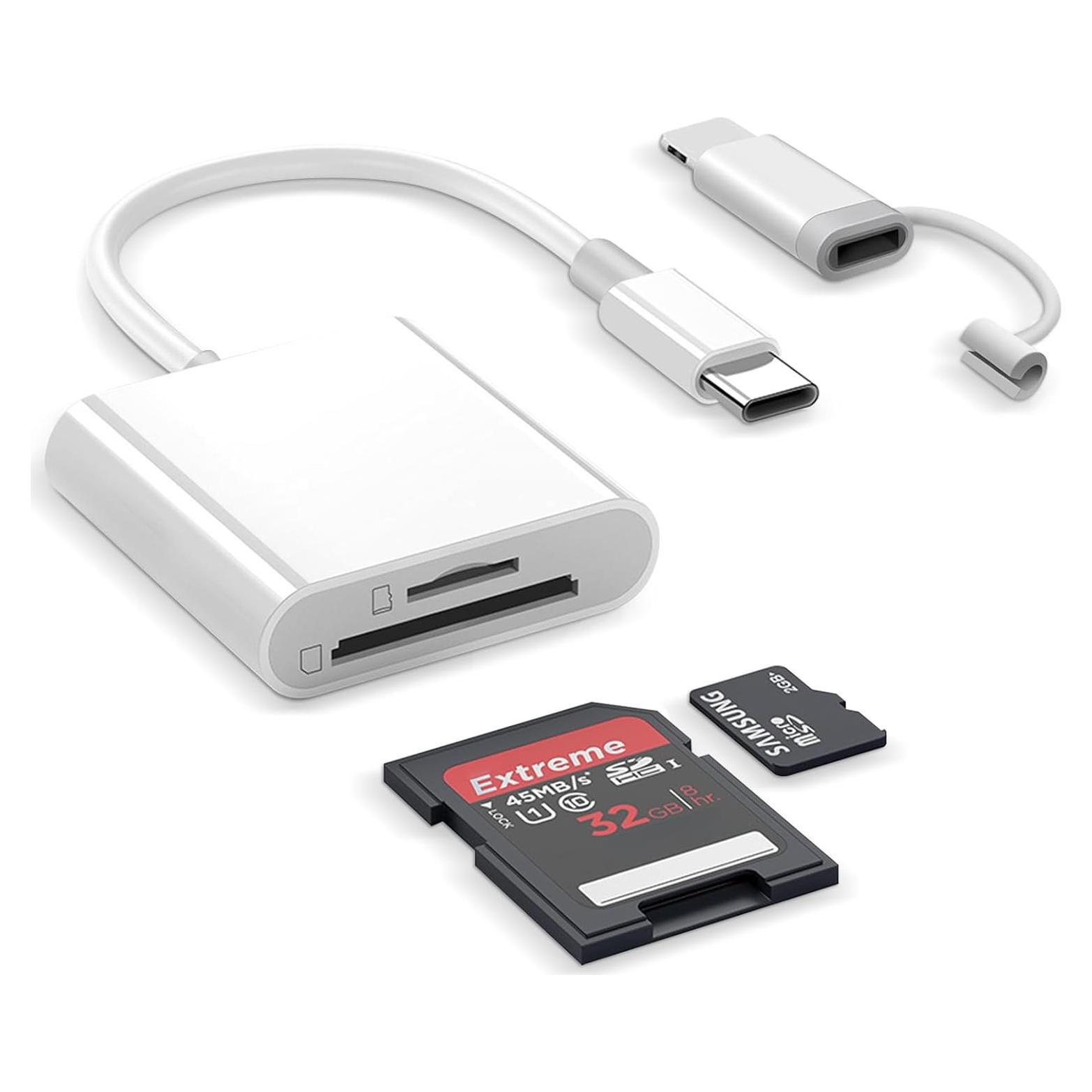 Lector de Tarjetas SD/MicroSD DERSUR para iPhone y iPad Blanco