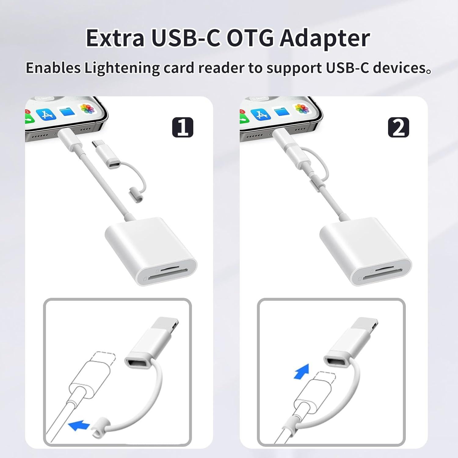 Lector de Tarjetas SD/MicroSD DERSUR para iPhone y iPad Blanco