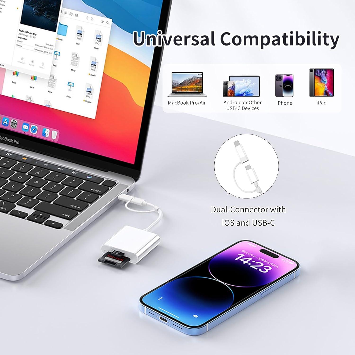 Lector de Tarjetas SD/MicroSD DERSUR para iPhone y iPad Blanco