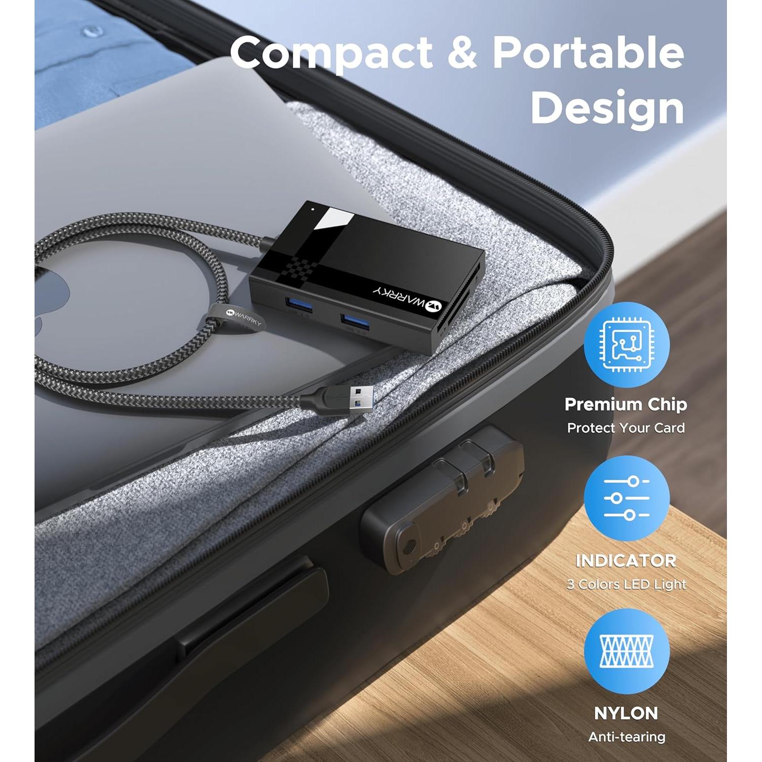 Lector de Tarjetas SD 7 en 1 WARRKY USB 3.0 5Gbps 0.76m