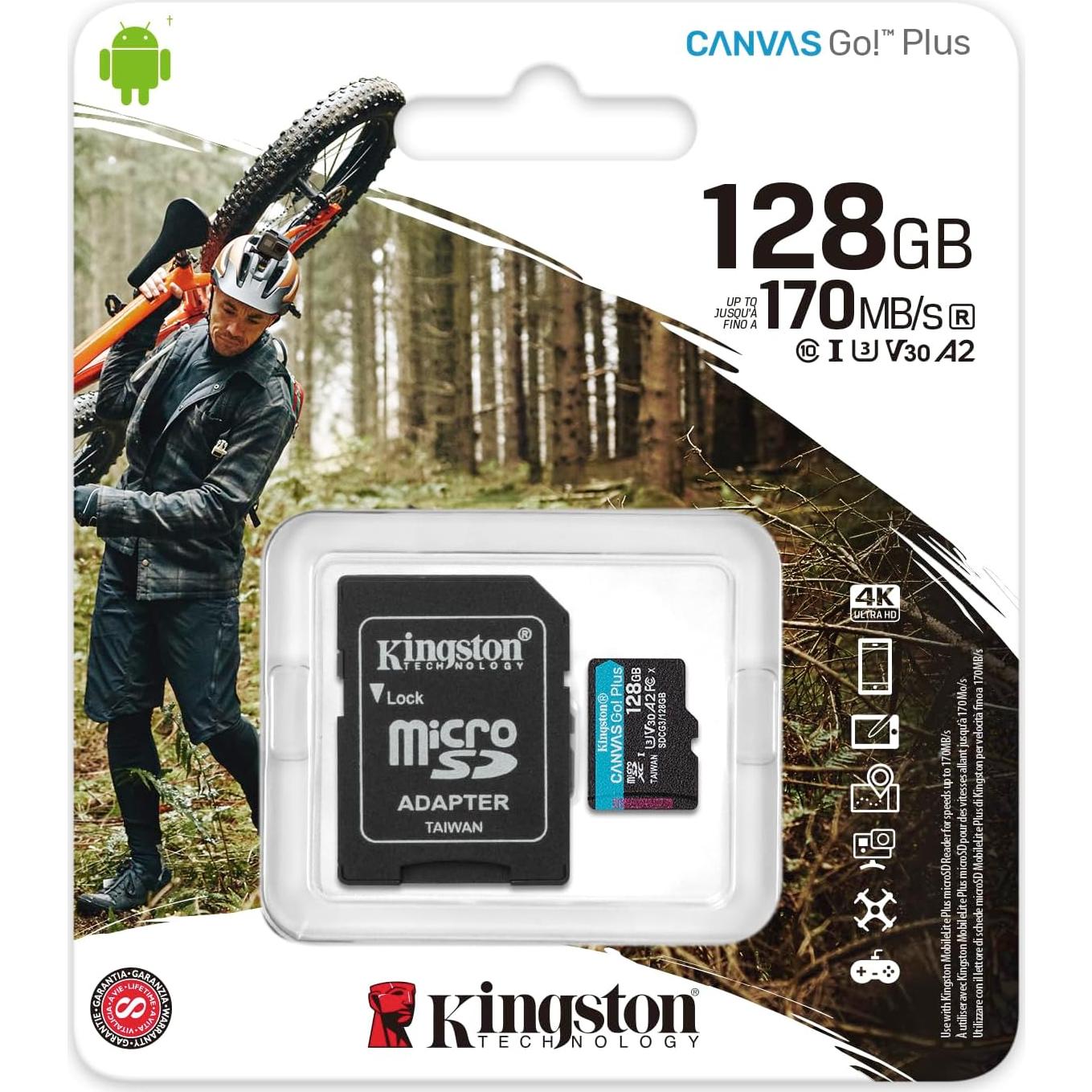 Tarjeta microSDXC Kingston 128GB Canvas Go Plus UHS-I A2