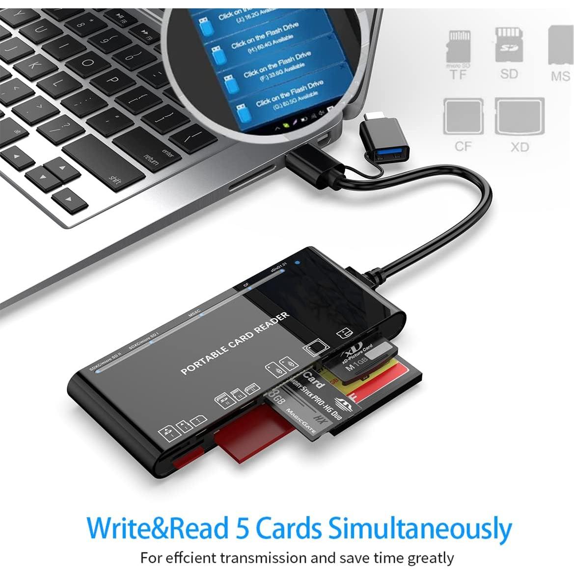 Lector de Tarjetas 7 en 1 Rocketek USB C y USB 3.0