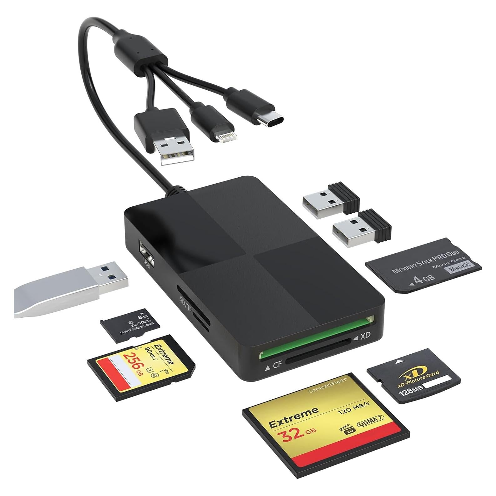 Lector de Tarjetas 8 en 1 Ardaddyn CR343-K-C USB C Lightning