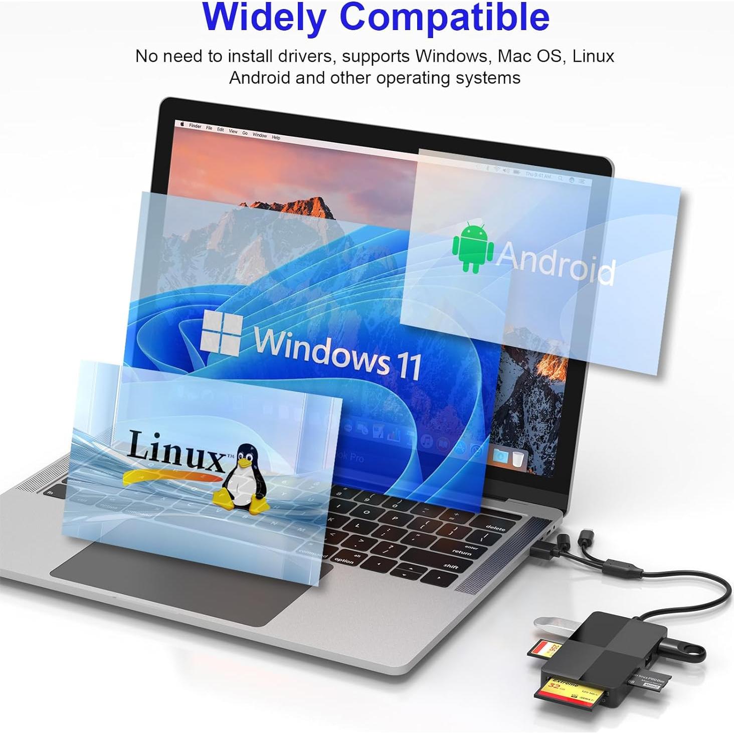 Lector de Tarjetas 8 en 1 Ardaddyn CR343-K-C USB C Lightning