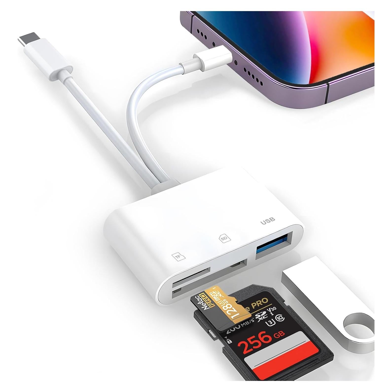 Lector de Tarjetas SD Denlane para iPhone y Android, USB-C y Lightning
