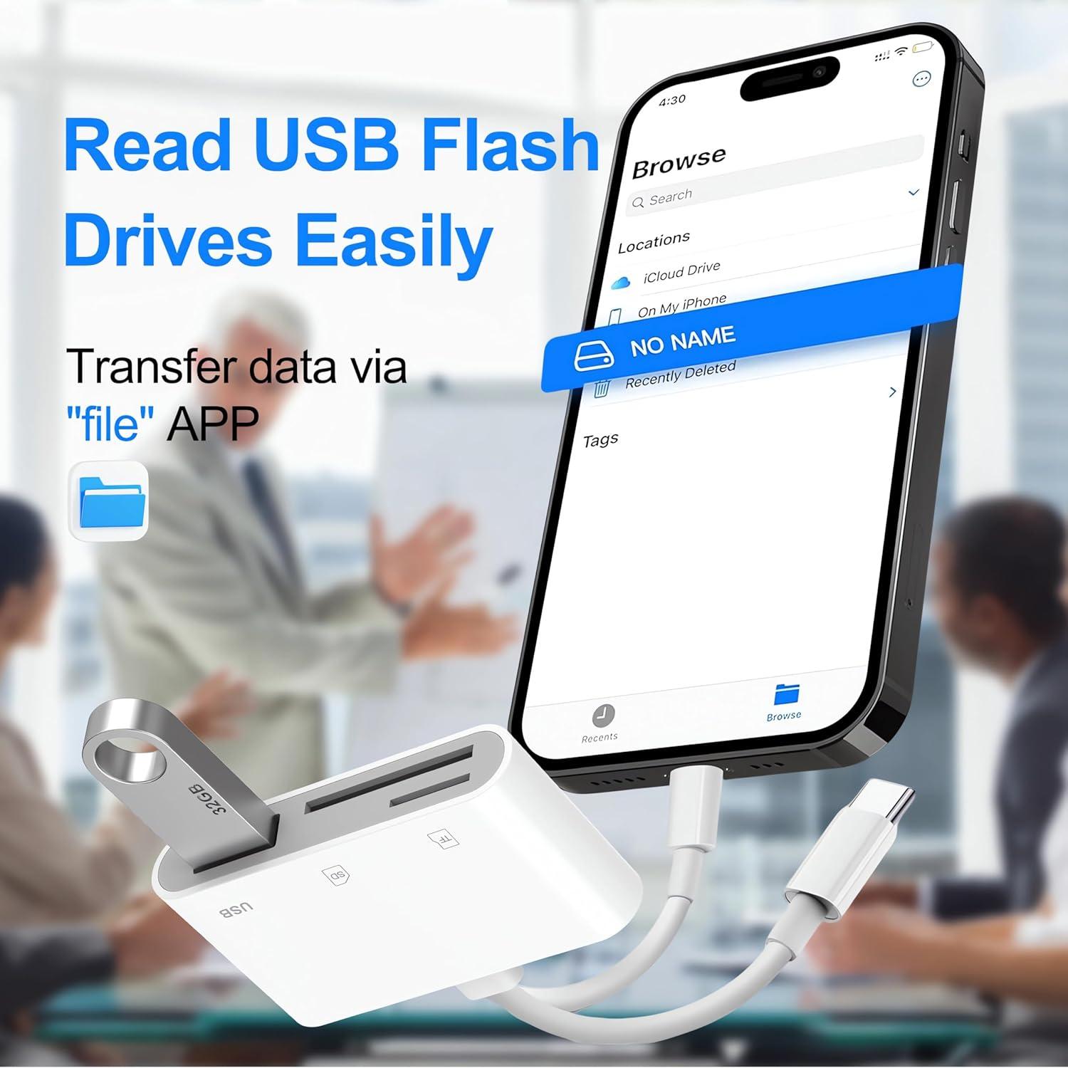 Lector de Tarjetas SD Denlane para iPhone y Android, USB-C y Lightning