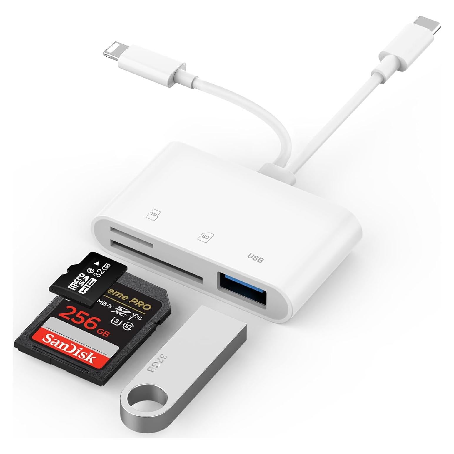 Lector de Tarjetas SD Obcxin para iPhone y iPad USB-C Lightning