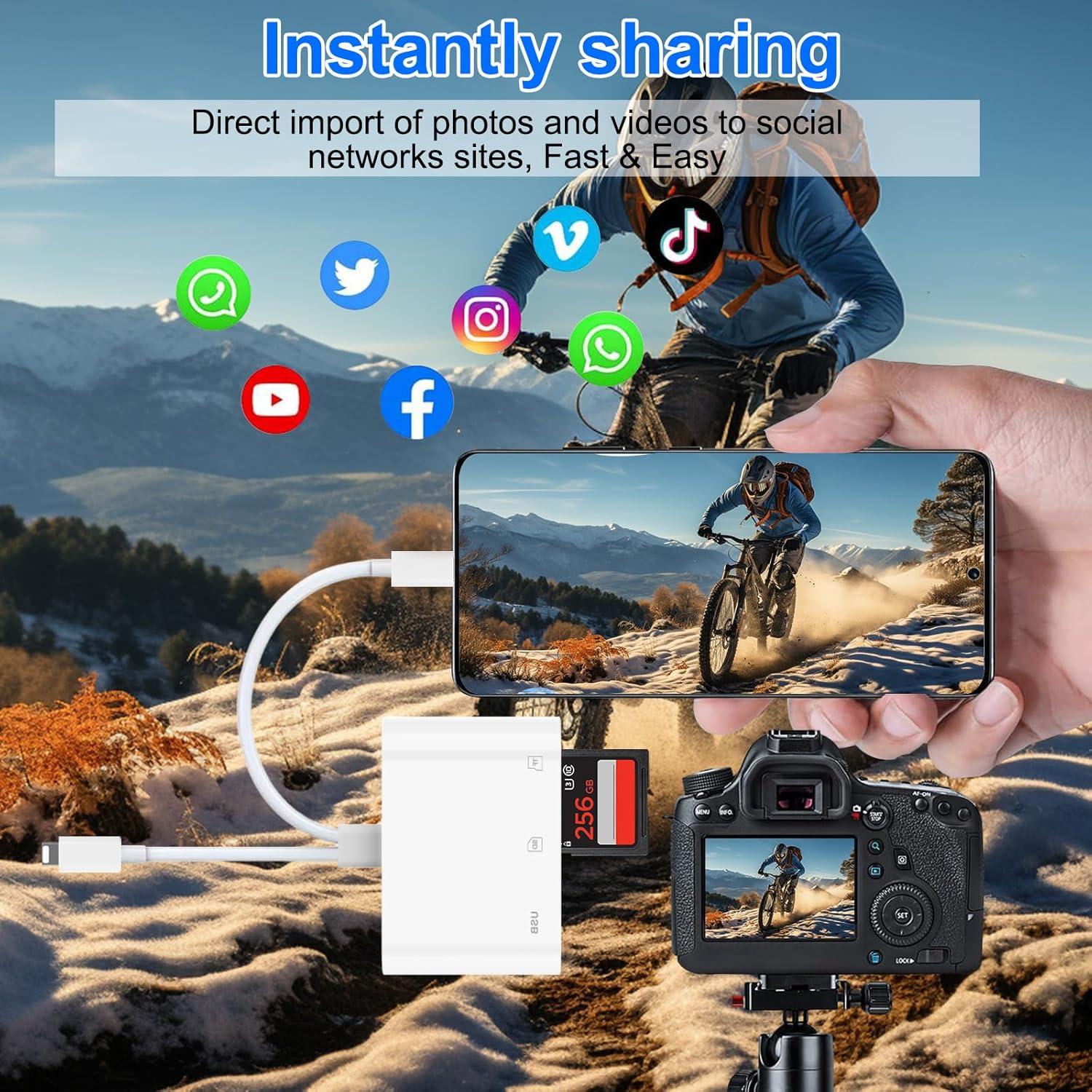 Lector de Tarjetas SD Obcxin para iPhone y iPad USB-C Lightning