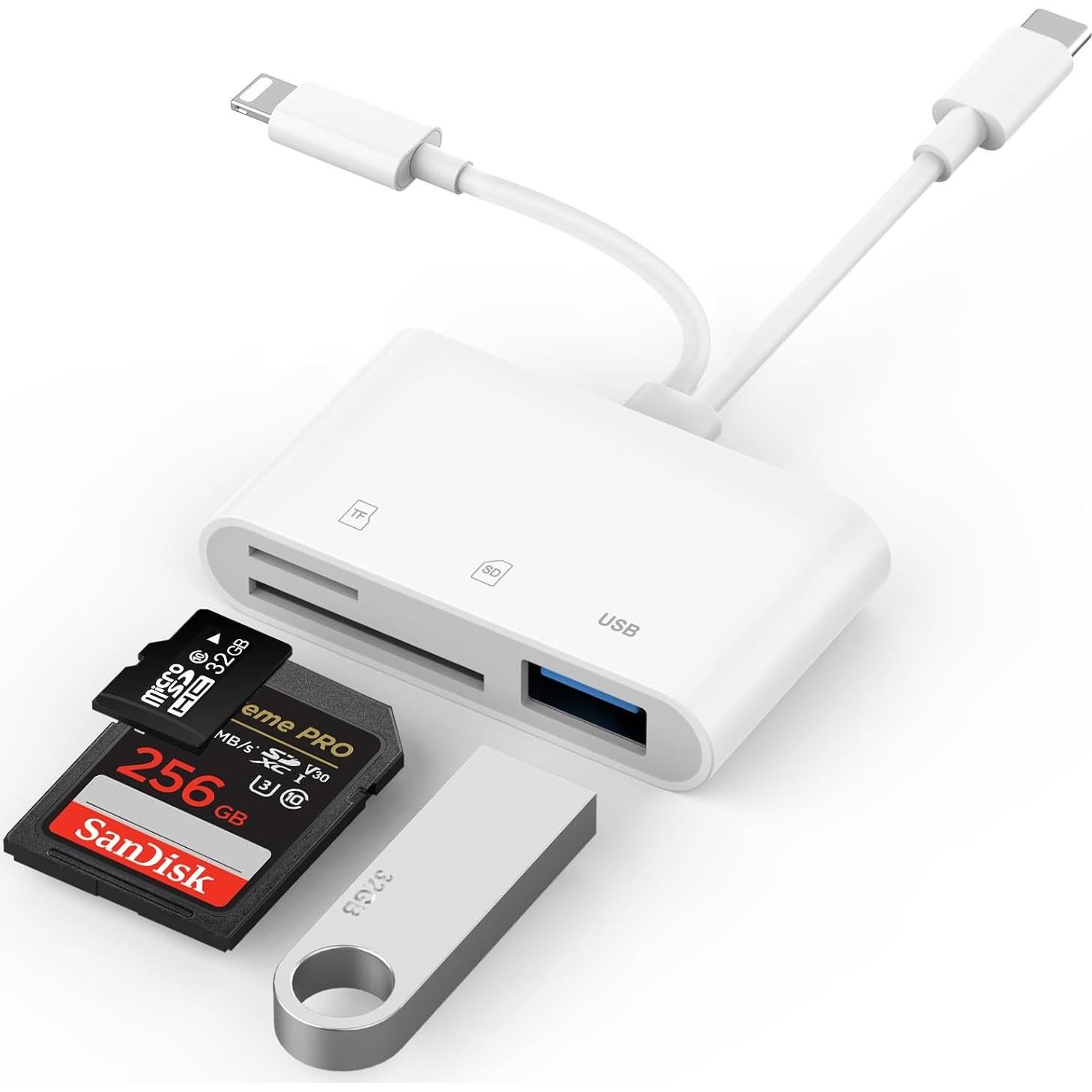Lector de Tarjetas SD Obcxin para iPhone y iPad USB-C Lightning