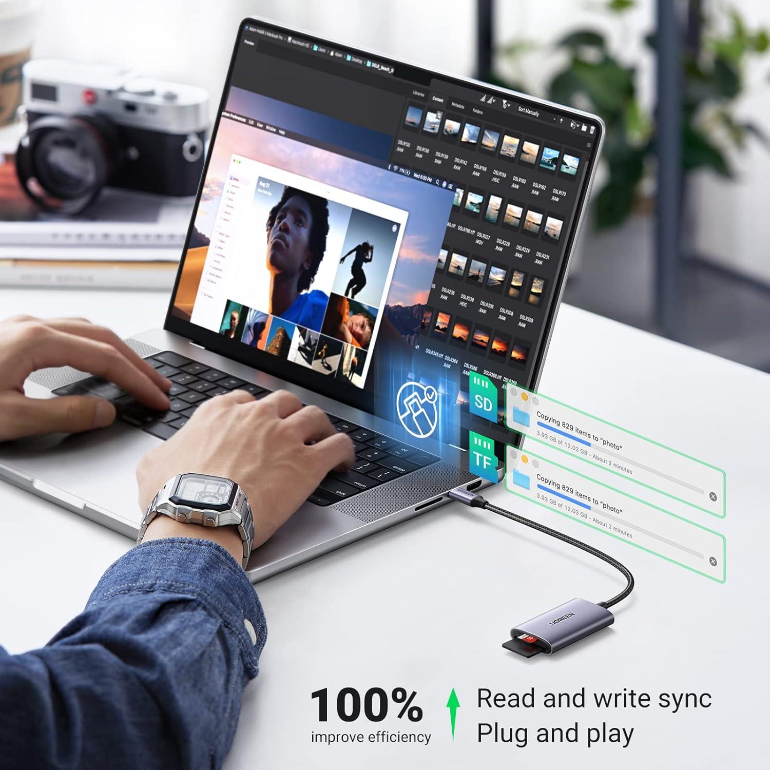 Lector de Tarjetas SD 4.0 UGREEN USB C Rápido 312MB/s