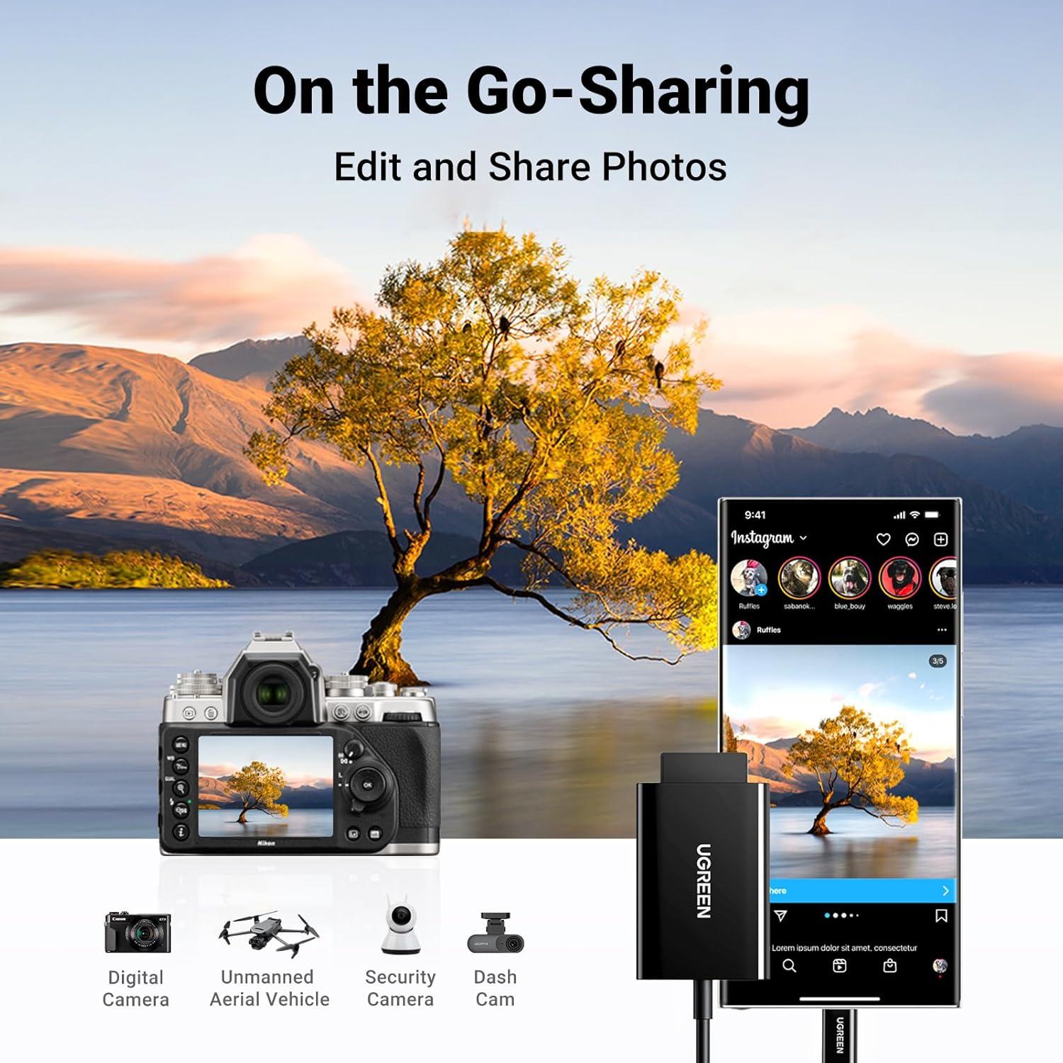 Lector de Tarjetas SD USB C UGREEN 170MB/s Negro