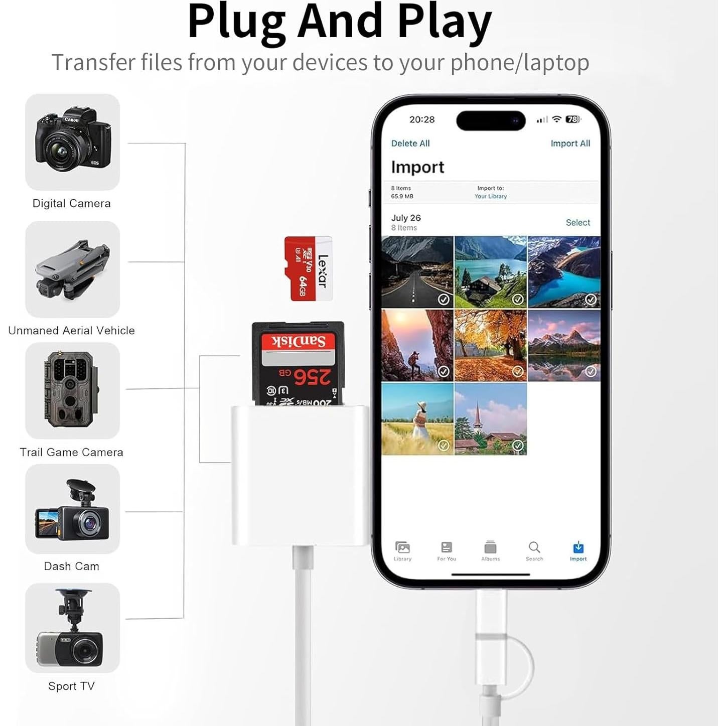 Lector de Tarjetas SD Luonanava Doble Conector USB-C y Lightning