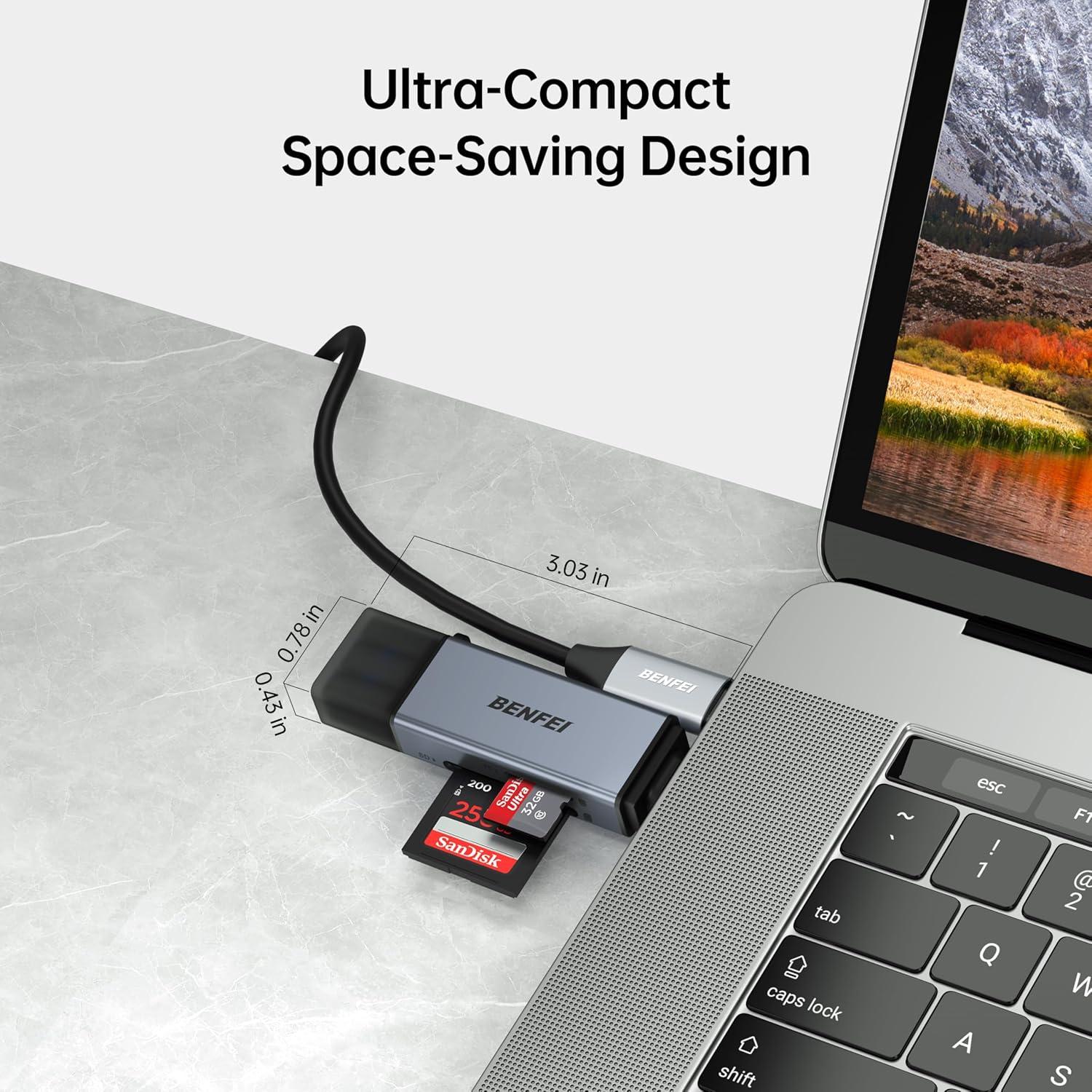 Lector de Tarjetas SD/Micro SD BENFEI USB-C 2 en 1 104MB/s