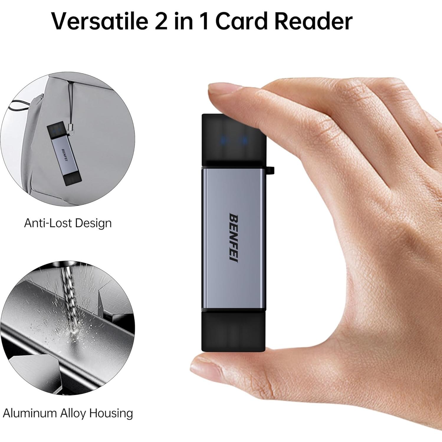 Lector de Tarjetas SD/Micro SD BENFEI USB-C 2 en 1 104MB/s