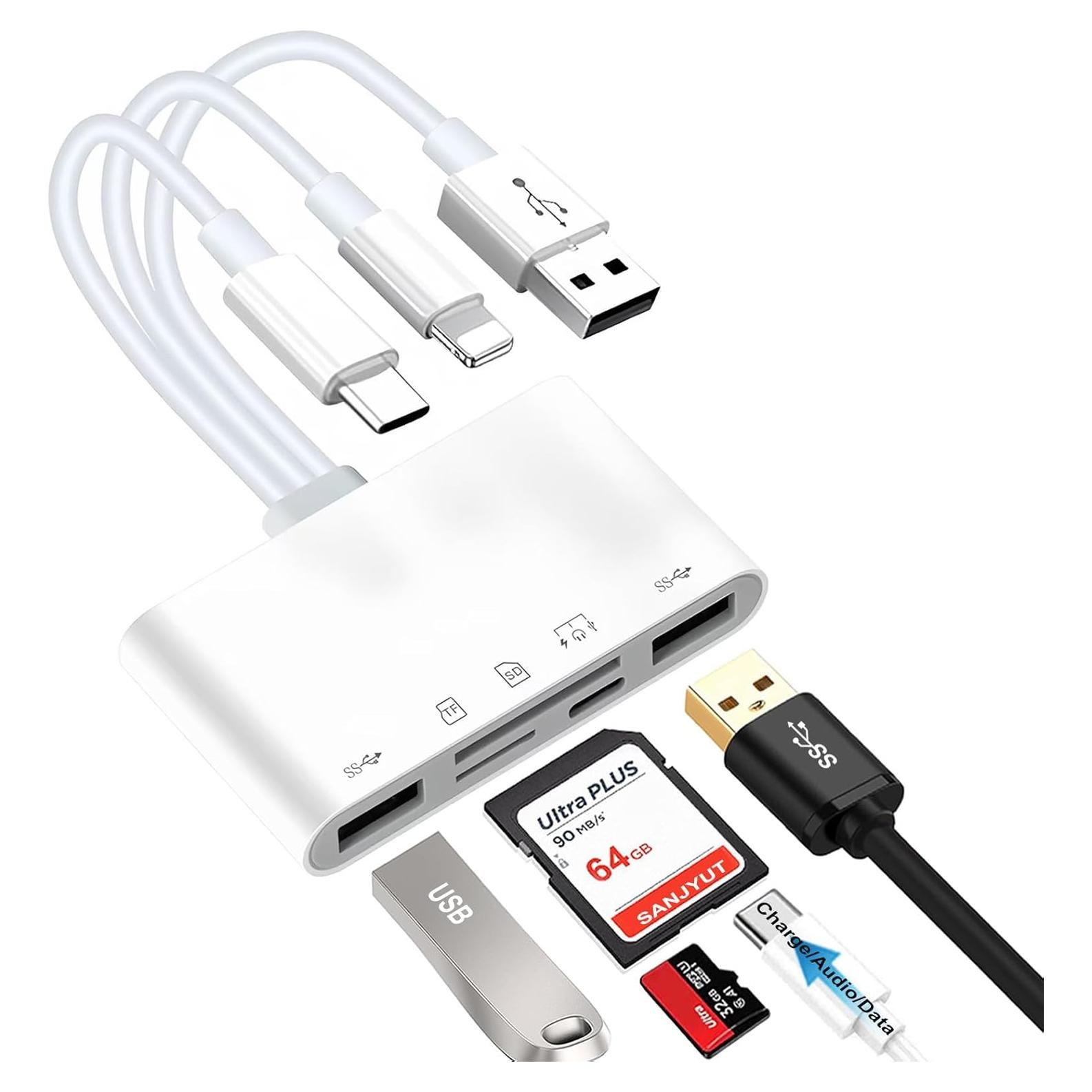 Lector de Tarjetas 7-en-1 Sanjyut USB-C Lightning SD TF